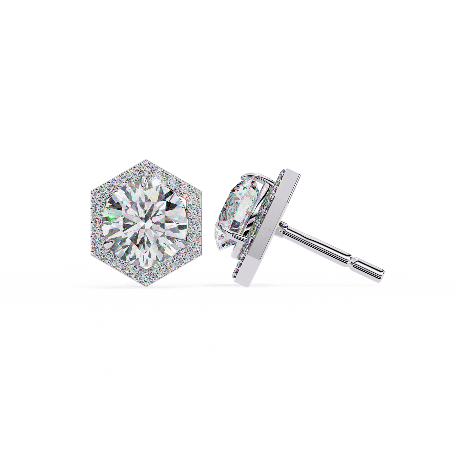 Aurora Cascade – Round Lab Diamond Curved Earrings