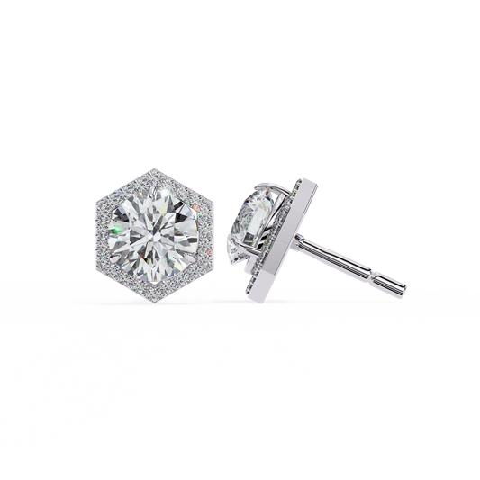 Aurora Cascade – Round Diamond Curved Earrings