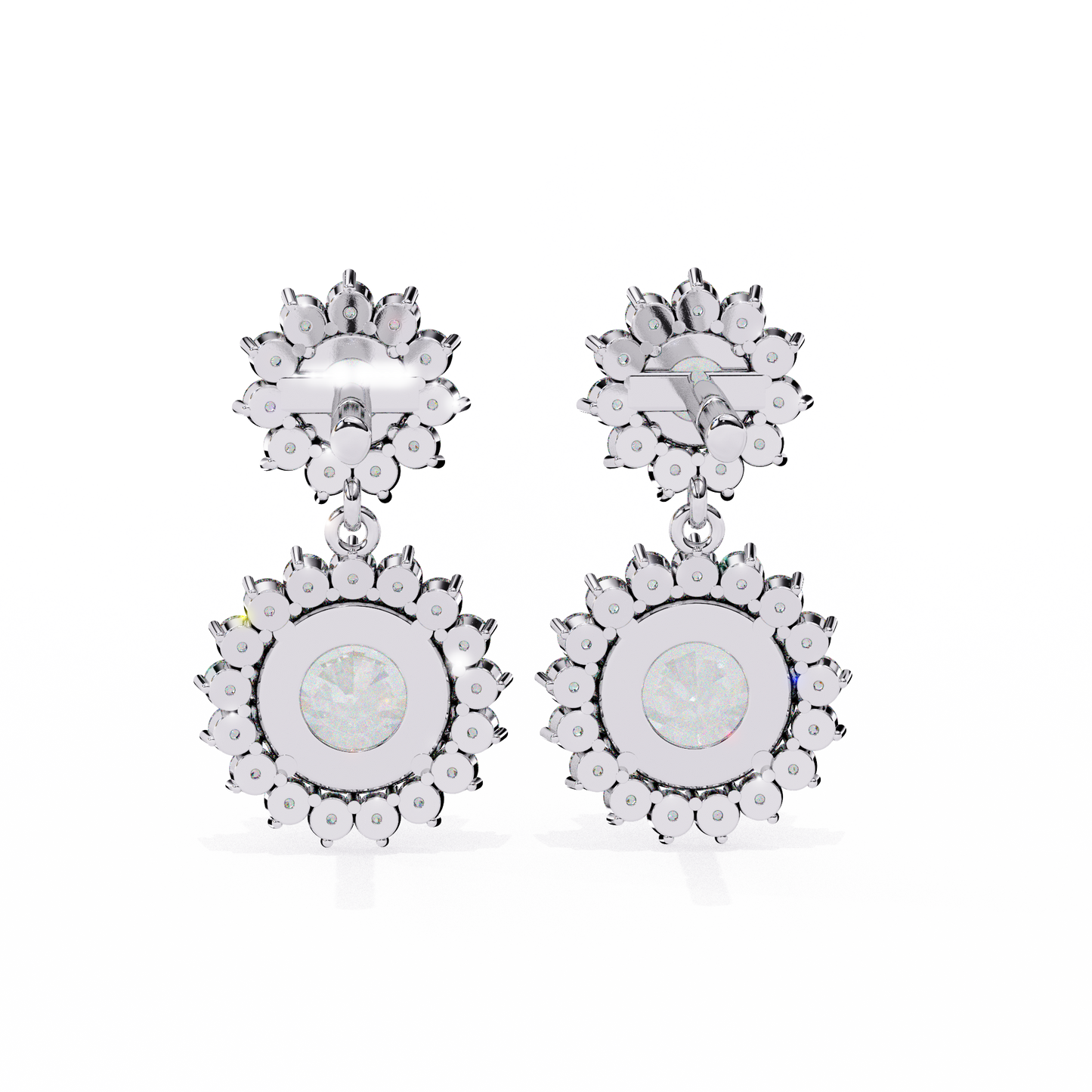 Petal Drape – Round Lab Diamond Vine Stud Earrings in 14K Gold