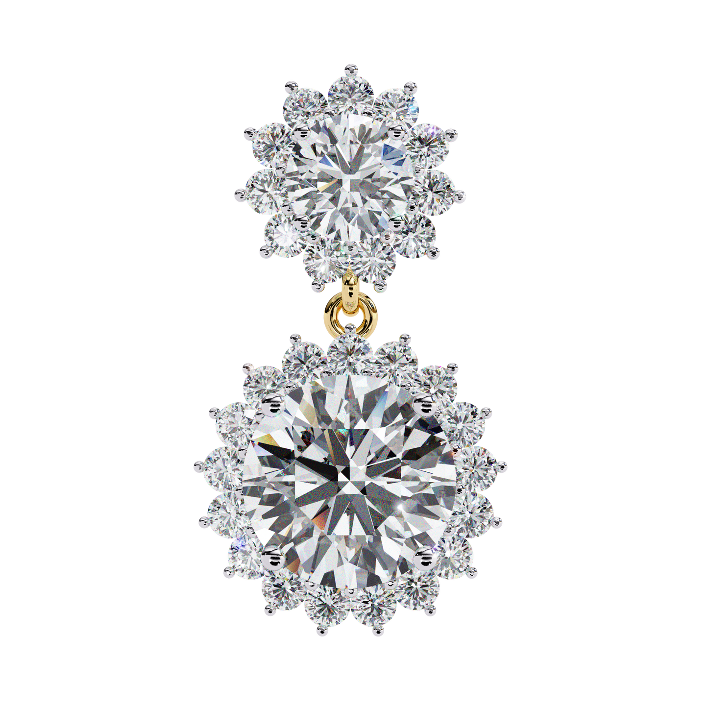 Petal Drape – Round Lab Diamond Vine Stud Earrings in 14K Gold