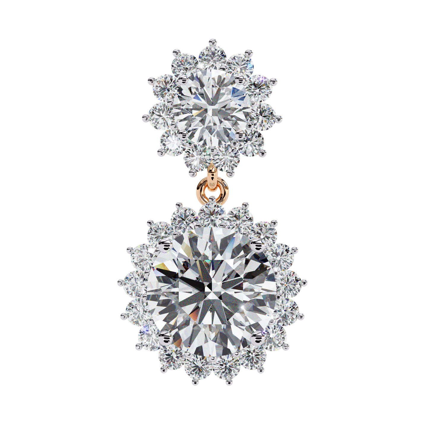 Petal Drape – Round Lab Diamond Vine Stud Earrings in 14K Gold
