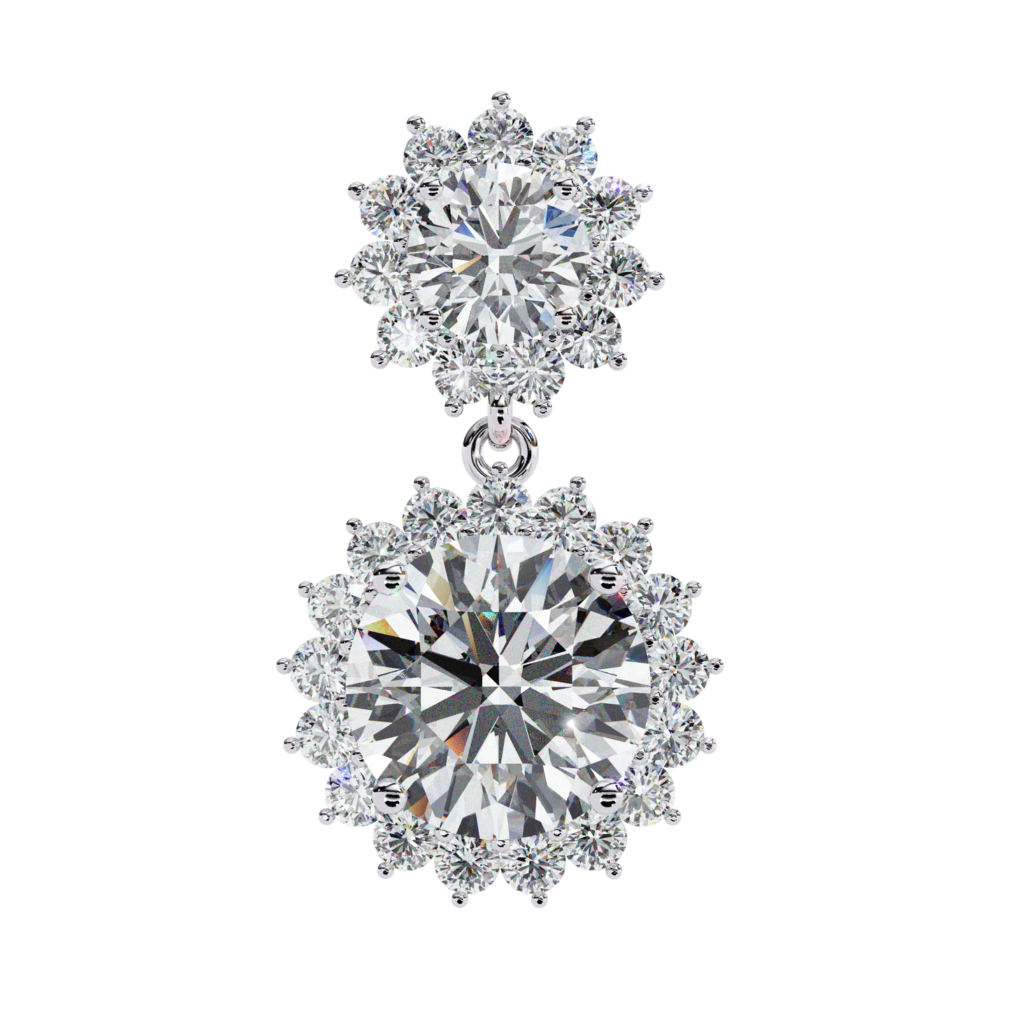 Petal Drape – Round Lab Diamond Vine Stud Earrings in 14K Gold