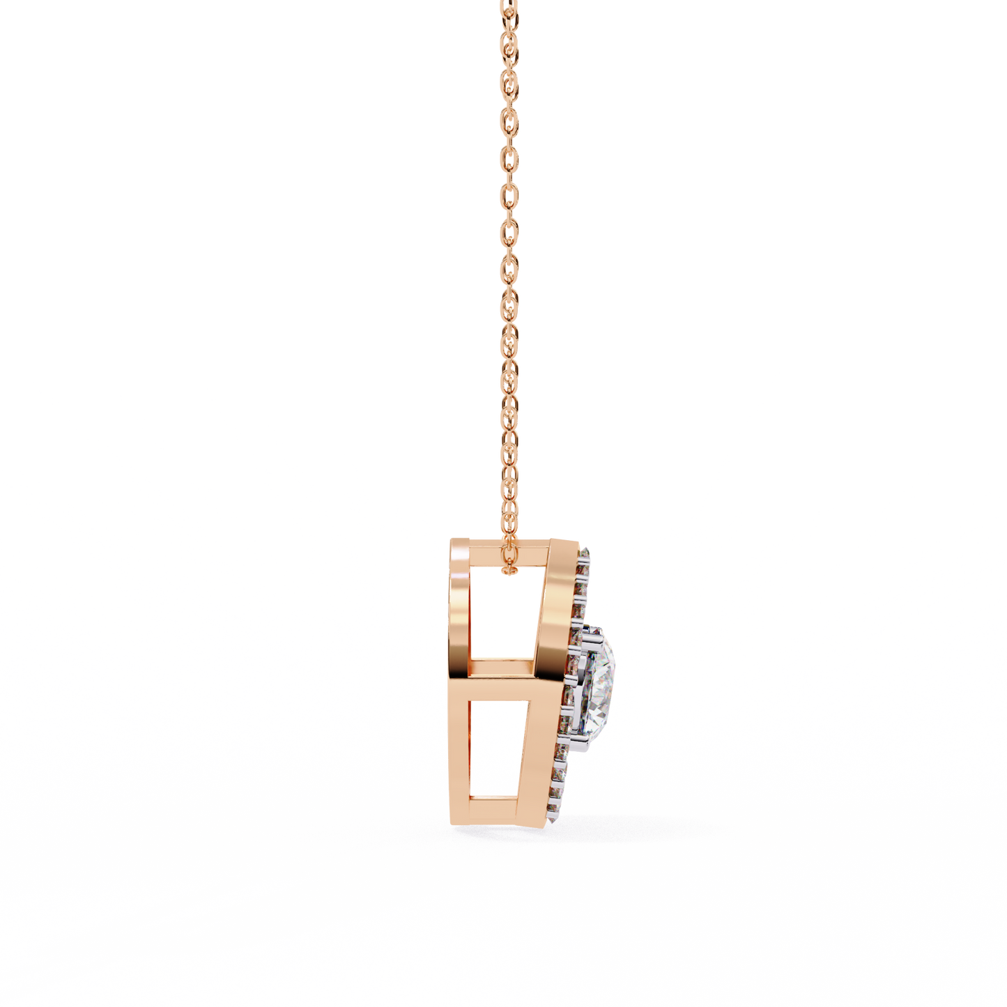 Halo Glint – Round Lab Diamond Chain Pendant