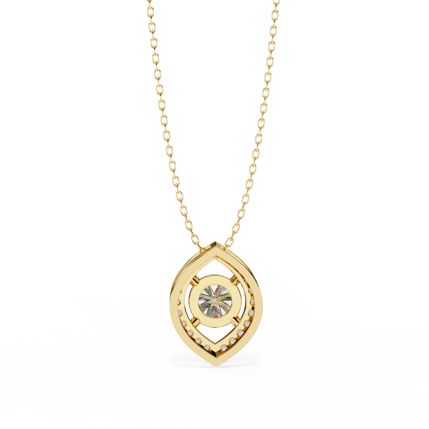 Halo Glint – Round Lab Diamond Chain Pendant