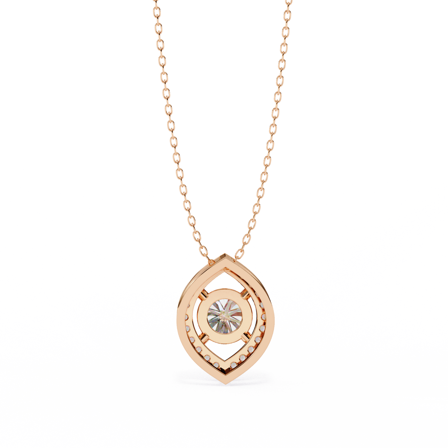 Halo Glint – Round Lab Diamond Chain Pendant