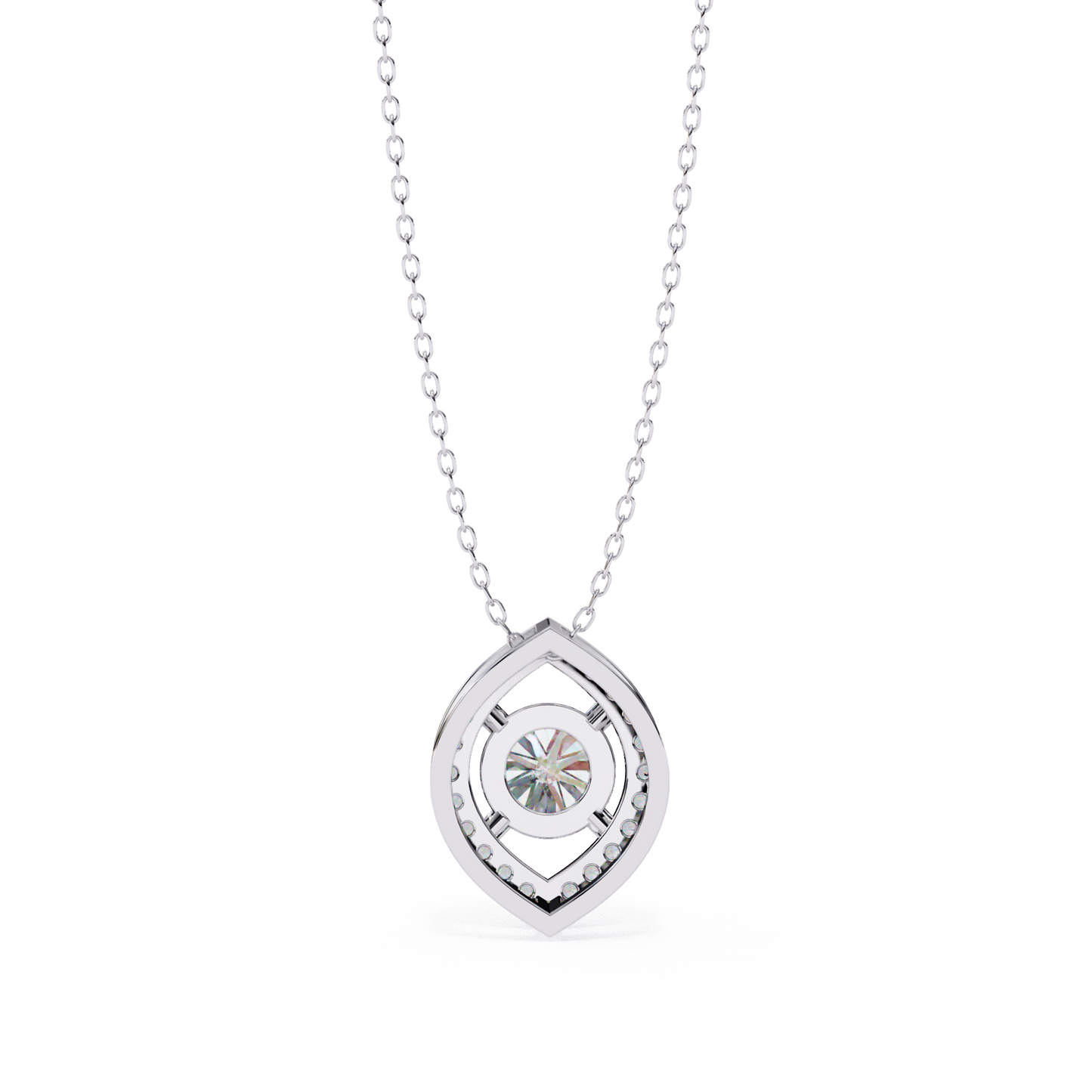Halo Glint – Round Lab Diamond Chain Pendant
