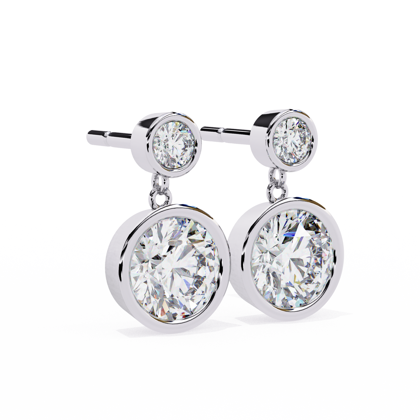 Moonbeam Duo – Round Lab Diamond Twin Stud Earrings