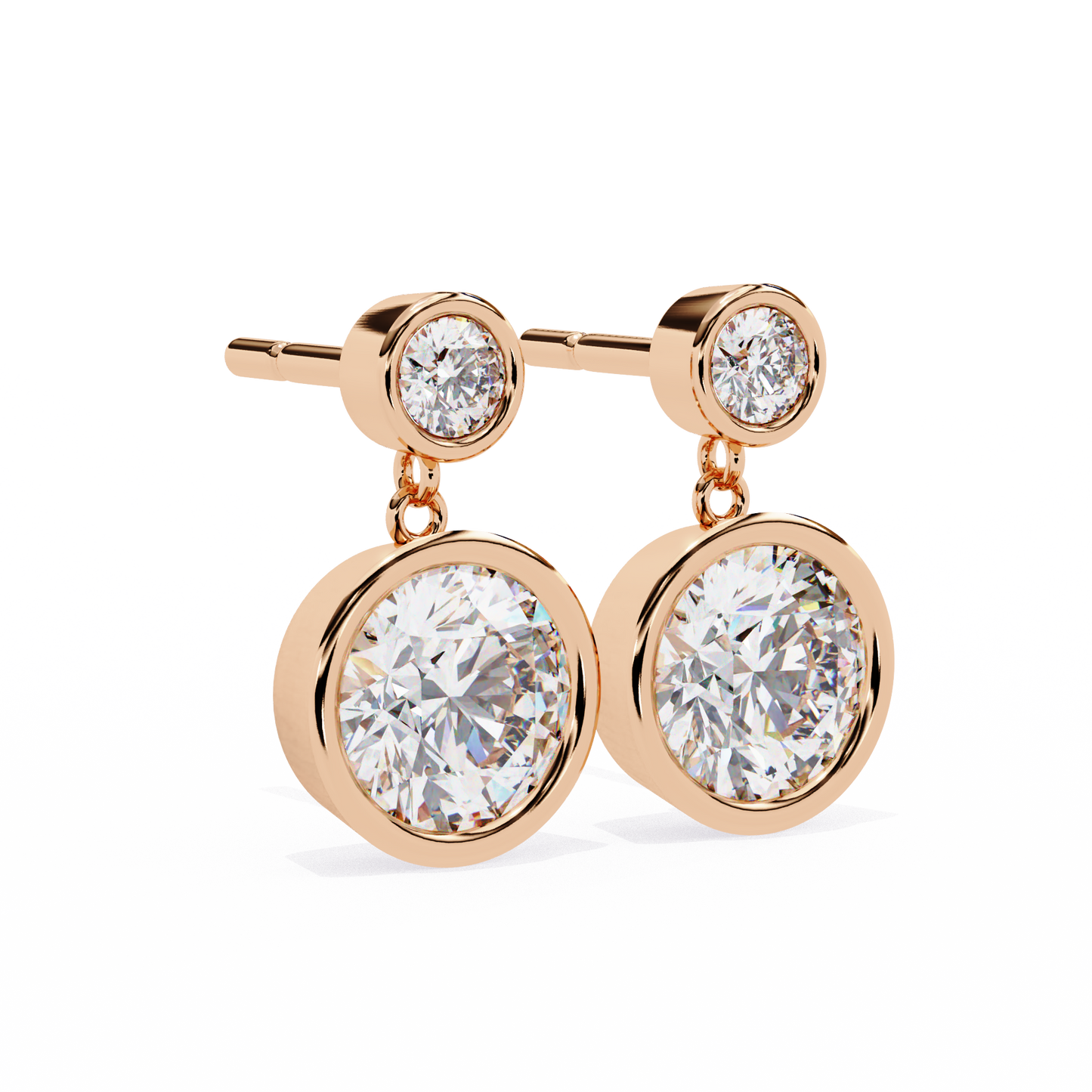 Moonbeam Duo – Round Lab Diamond Twin Stud Earrings
