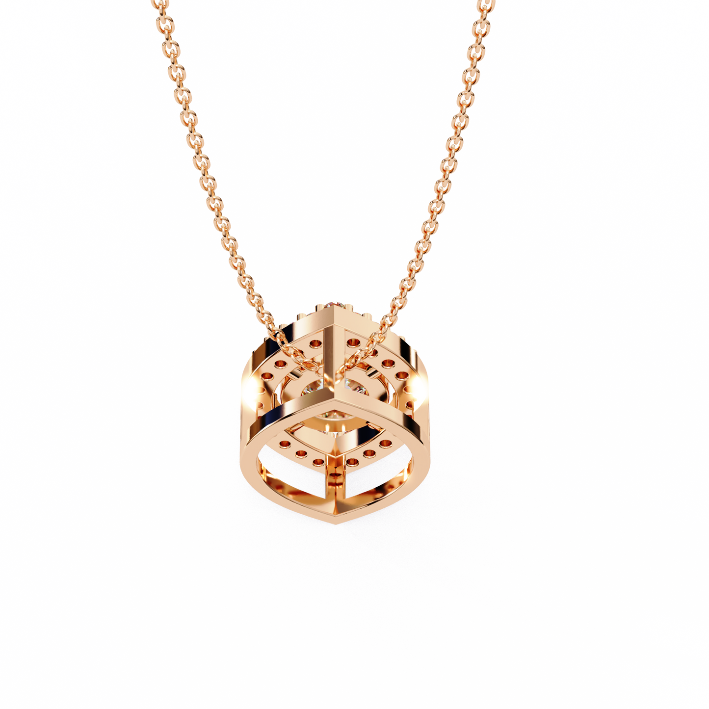 Halo Glint – Round Lab Diamond Chain Pendant