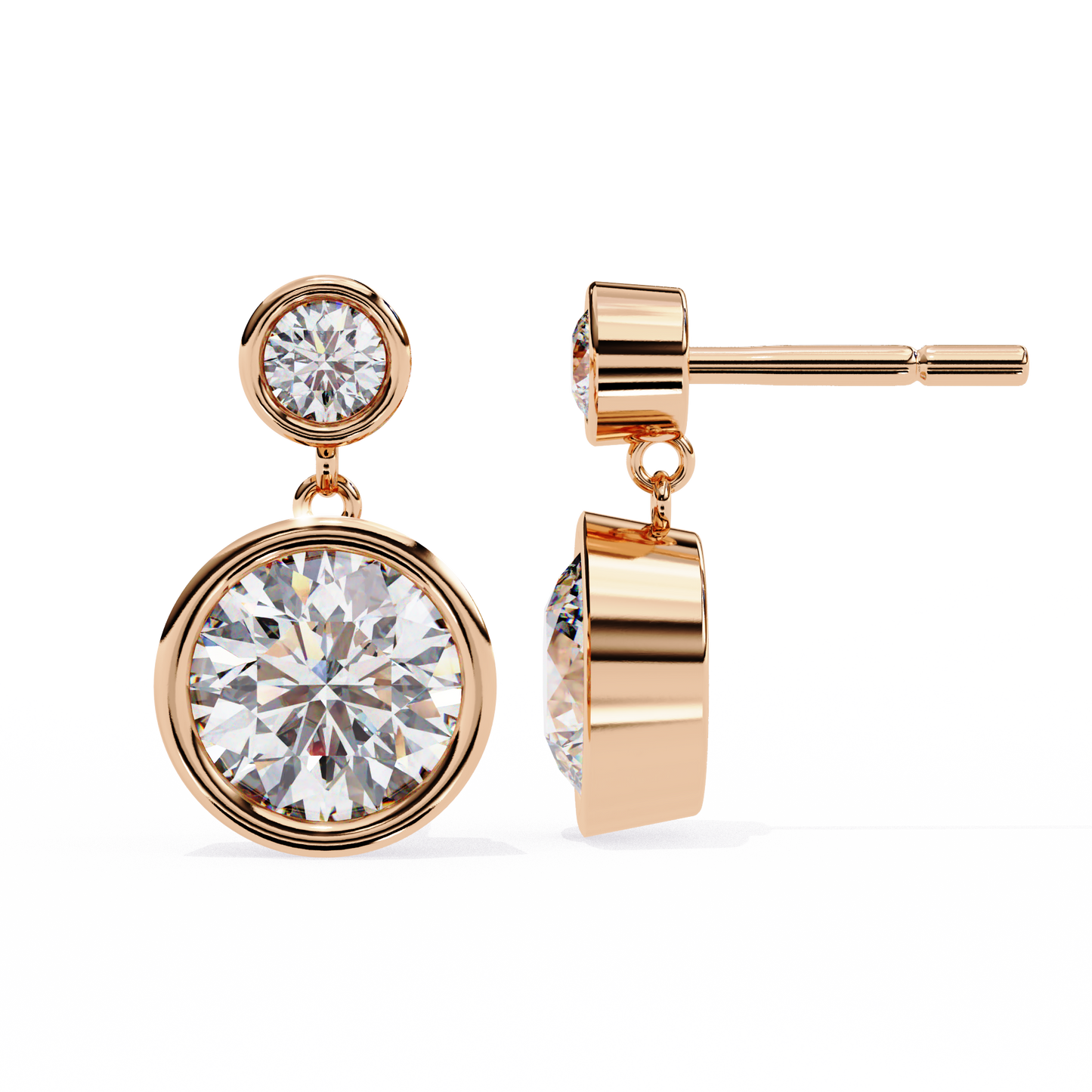 Moonbeam Duo – Round Lab Diamond Twin Stud Earrings