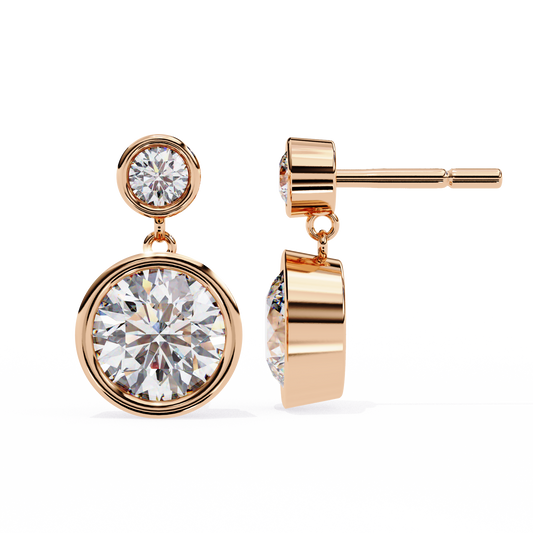 Moonbeam Duo – Round Diamond Twin Stud Earrings