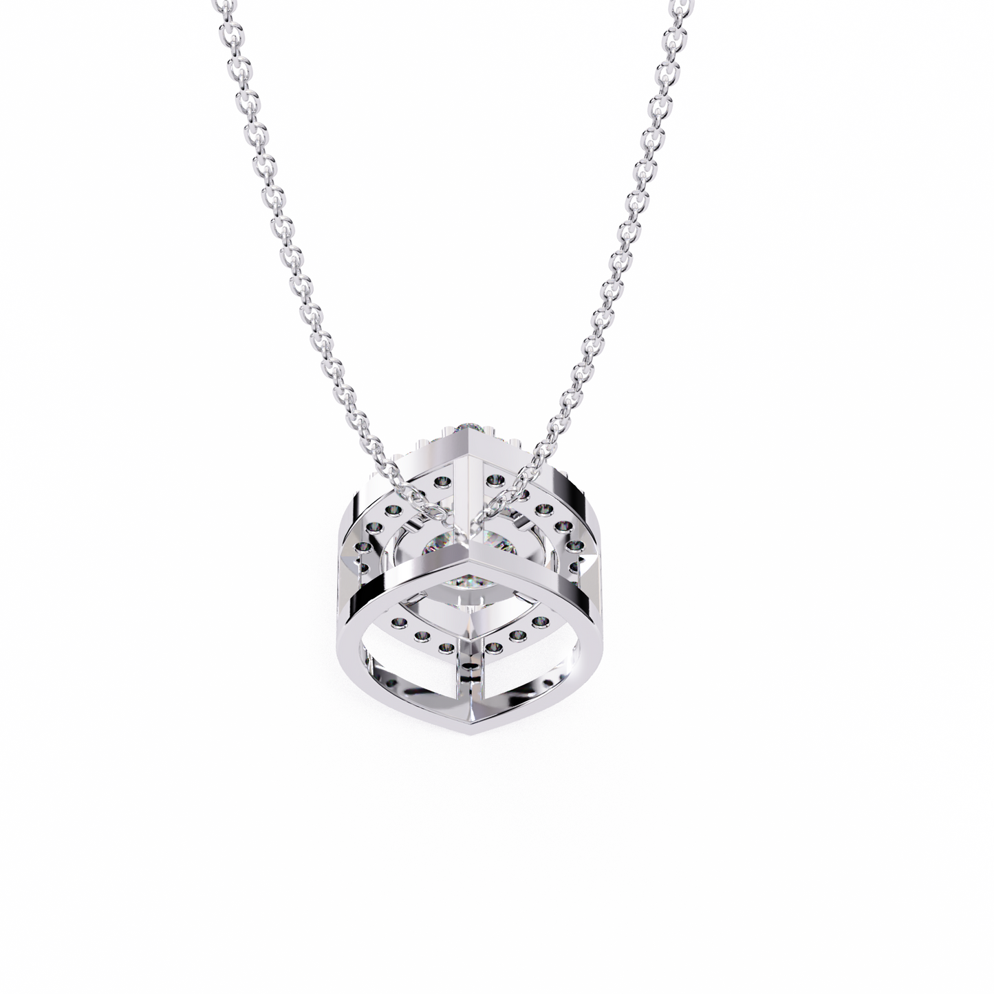 Halo Glint – Round Lab Diamond Chain Pendant