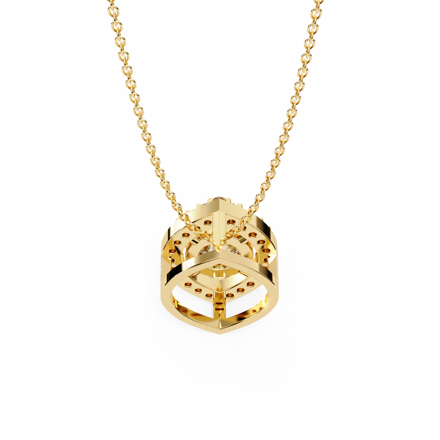 Halo Glint – Round Lab Diamond Chain Pendant