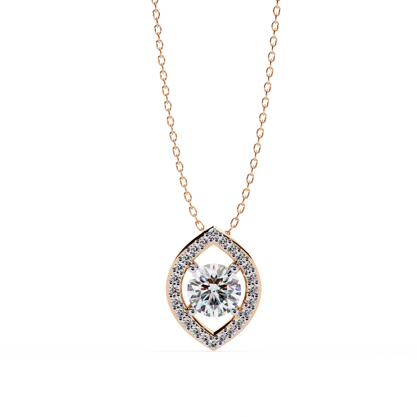 Halo Glint – Round Lab Diamond Chain Pendant