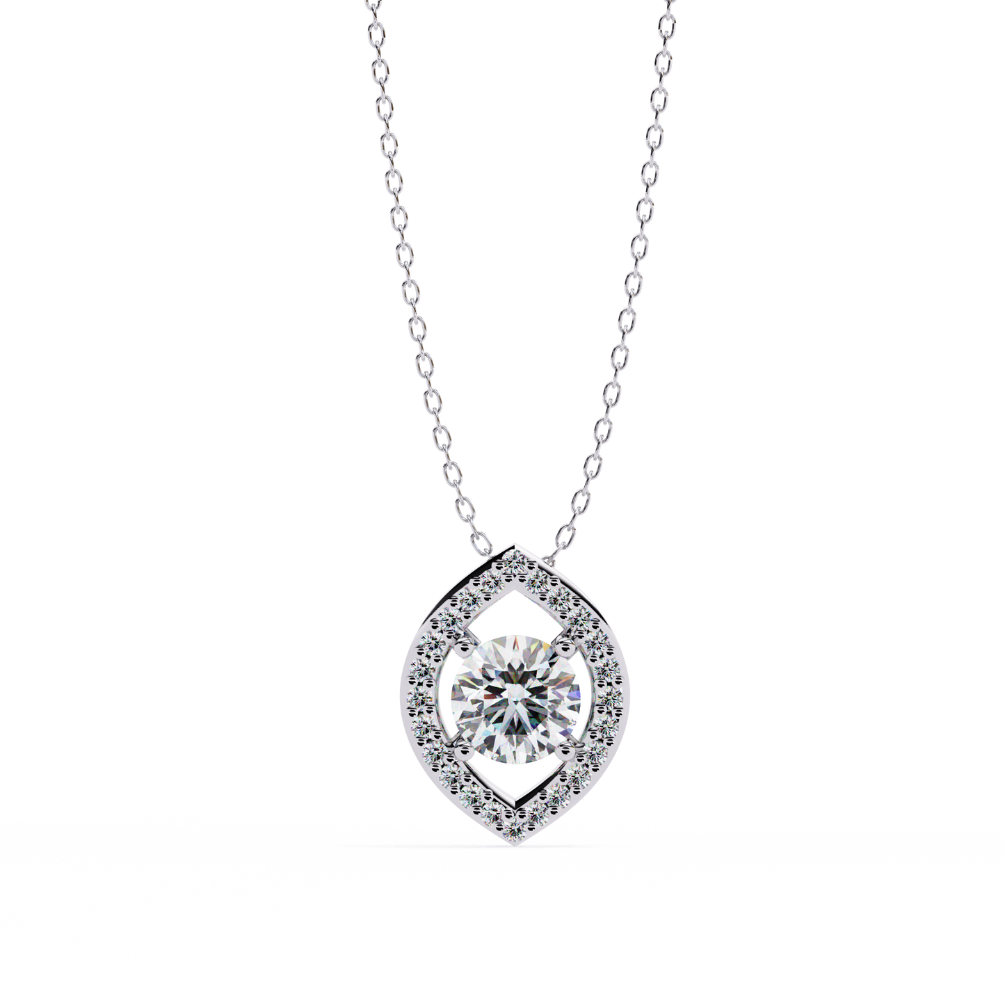 Halo Glint – Round Lab Diamond Chain Pendant