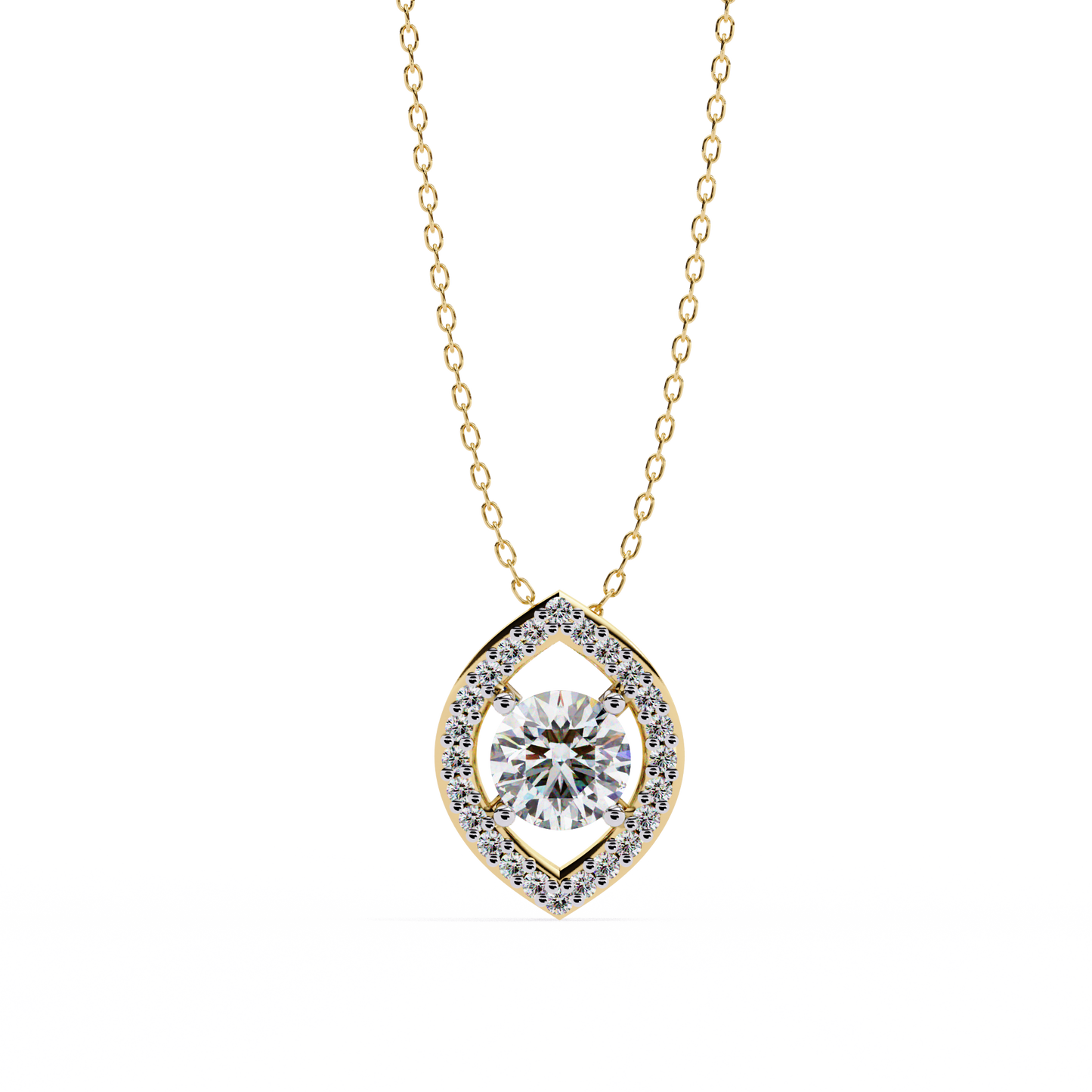 Halo Glint – Round Lab Diamond Chain Pendant