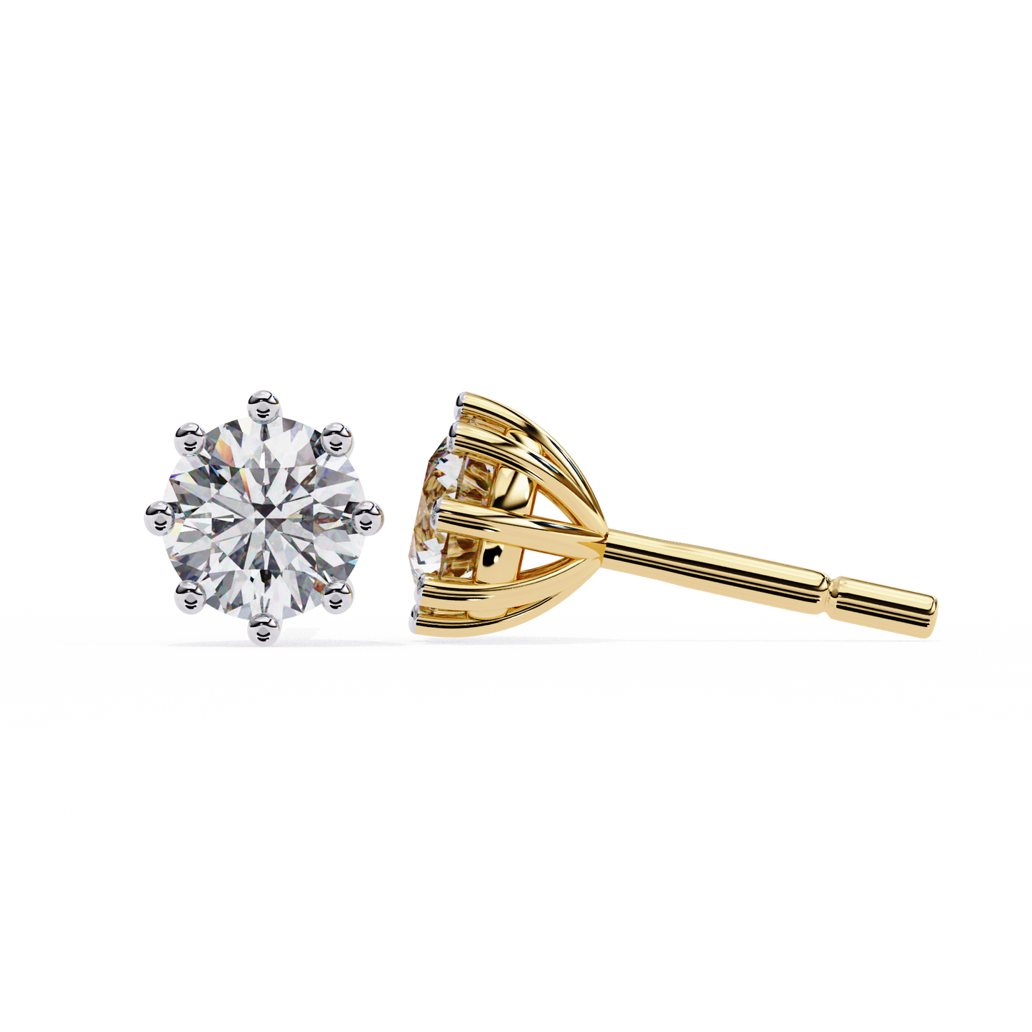 Nova Radiance – Round Lab Diamond High Dome Stud Earrings