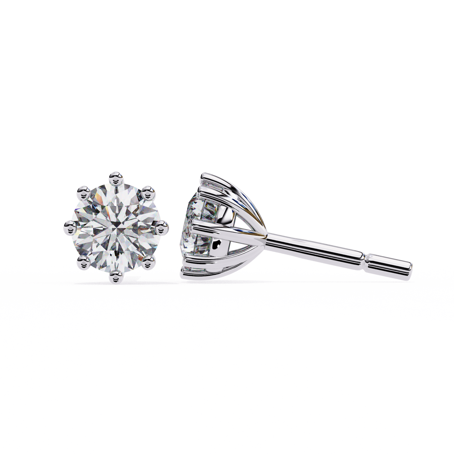 Nova Radiance – Round Lab Diamond High Dome Stud Earrings