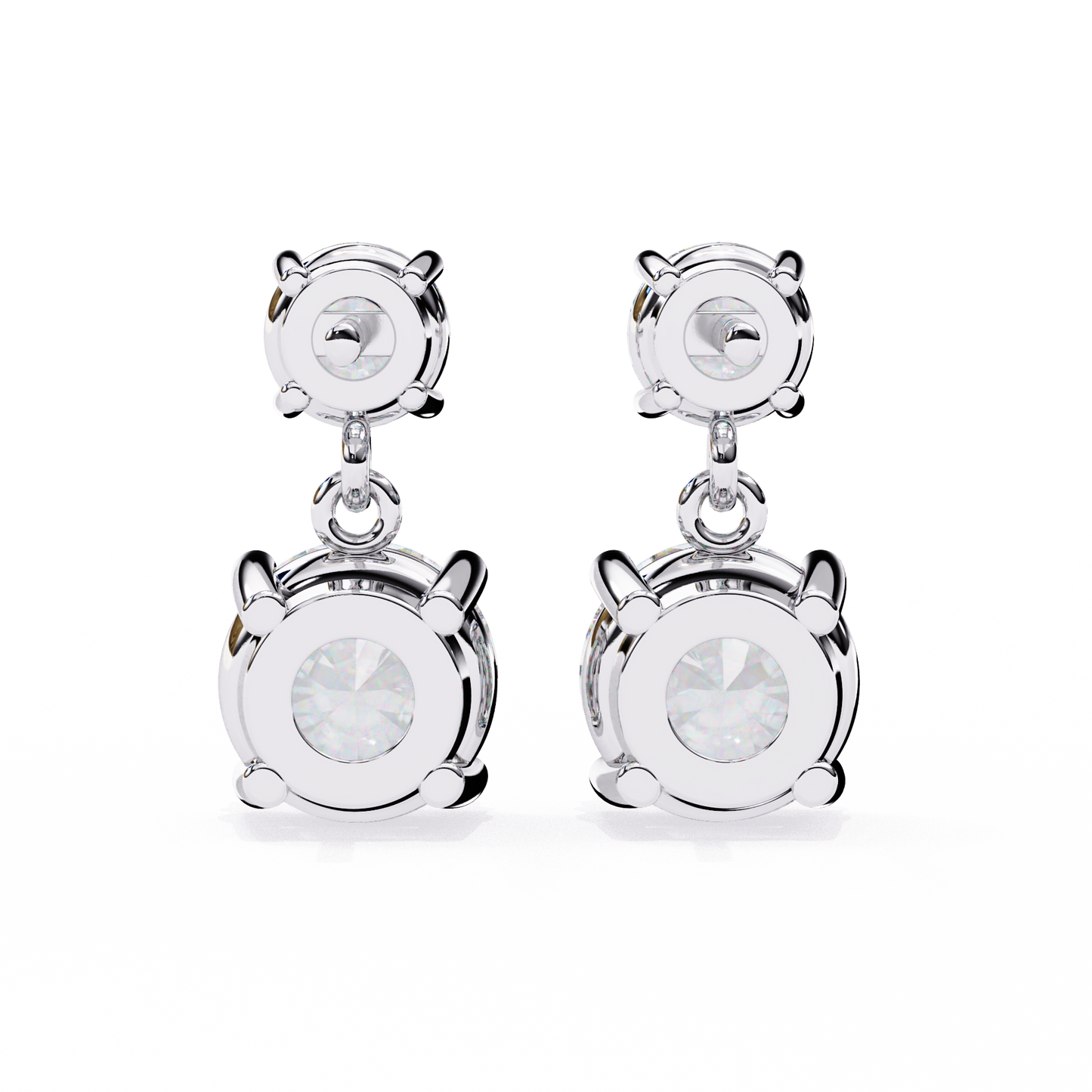 Solar Bloom – Round Lab Diamond Double Halo Drop Earrings