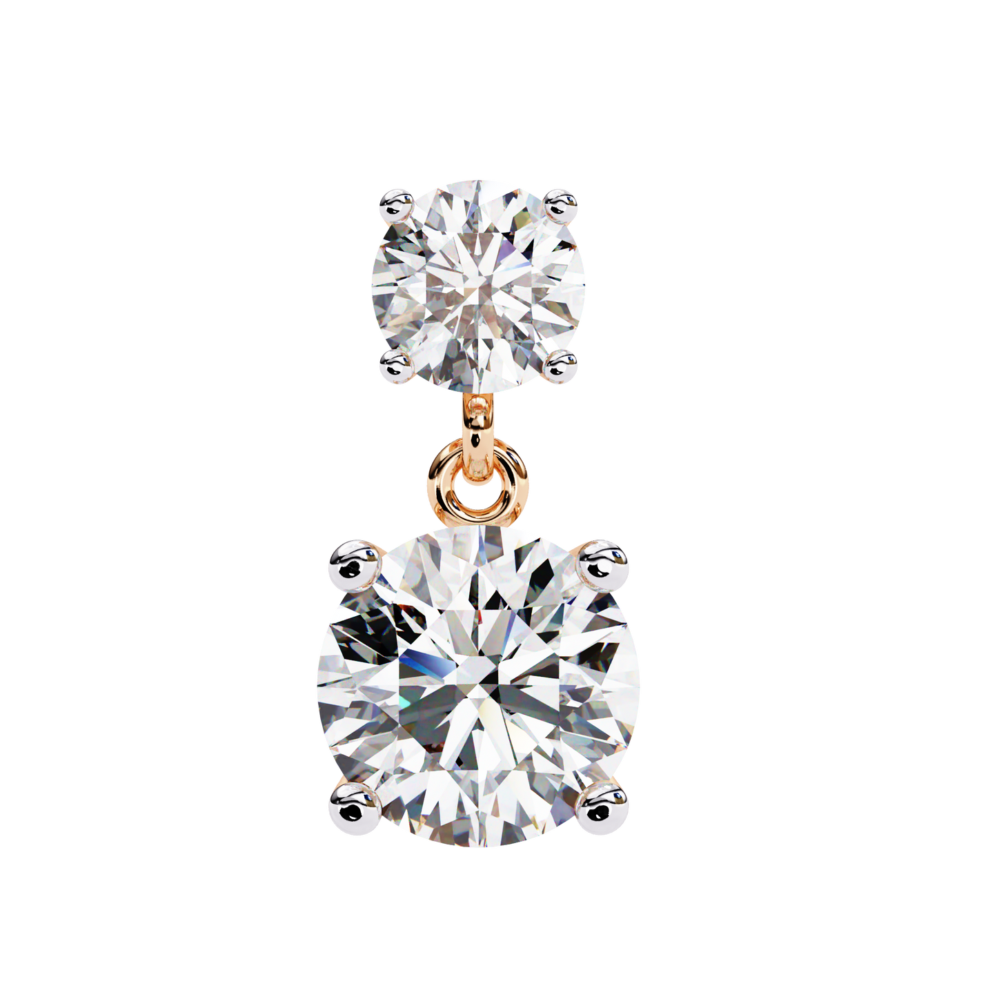 Solar Bloom – Round Lab Diamond Double Halo Drop Earrings