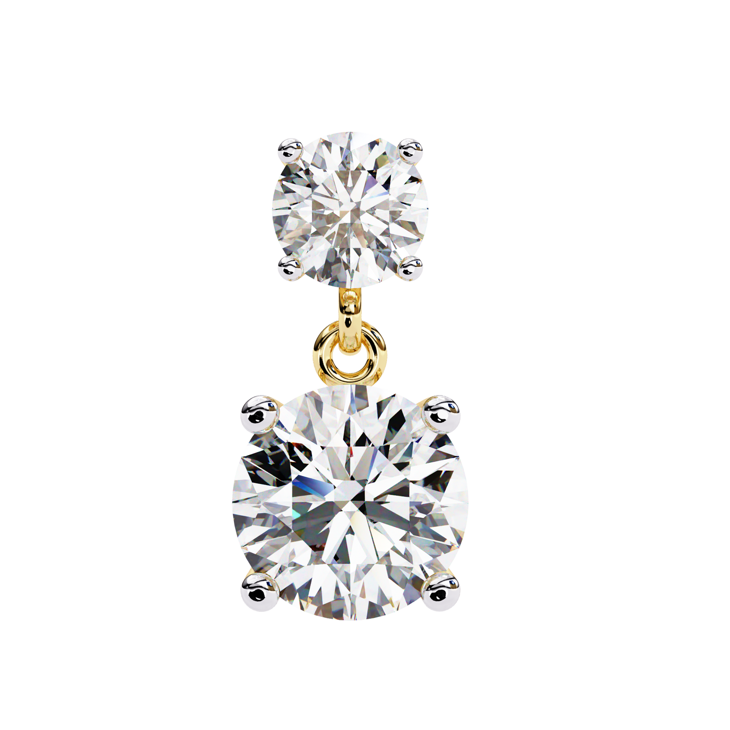 Solar Bloom – Round Diamond Double Halo Drop Earrings