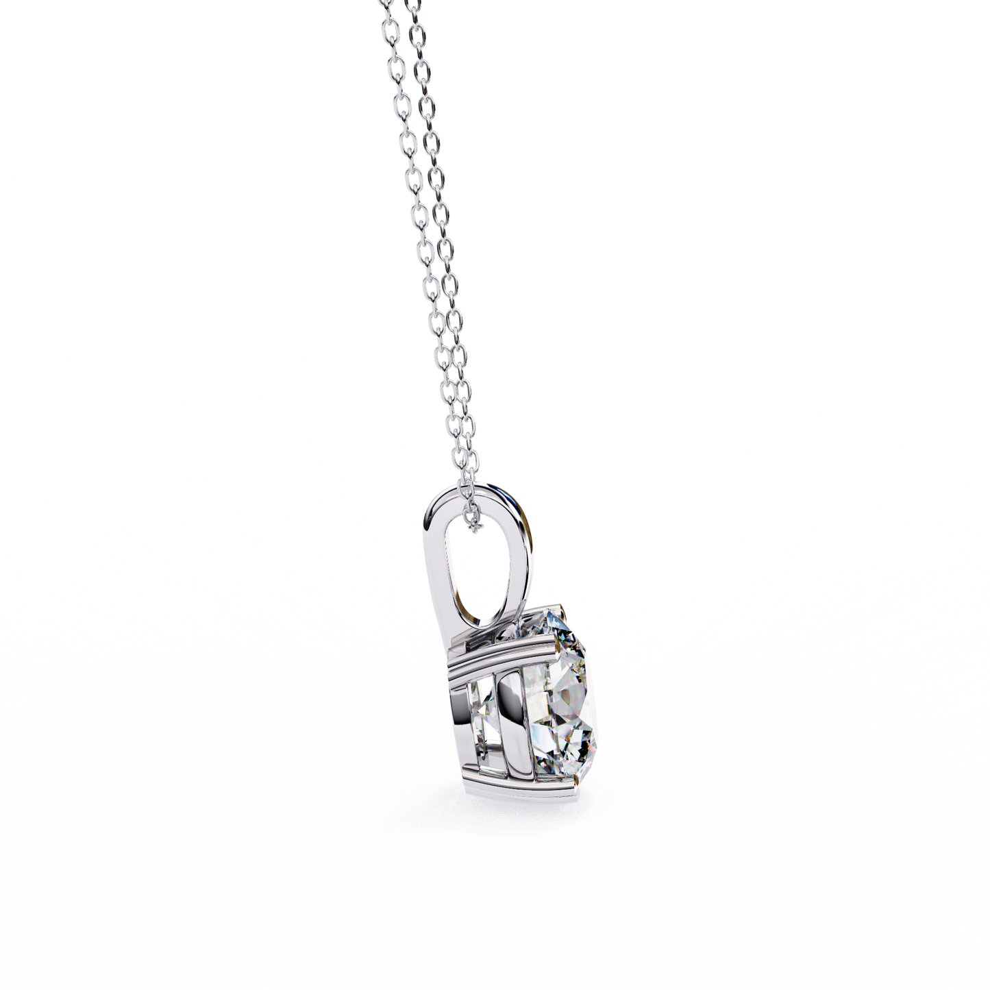 Floating Core – Round Lab Diamond Pendant Necklace