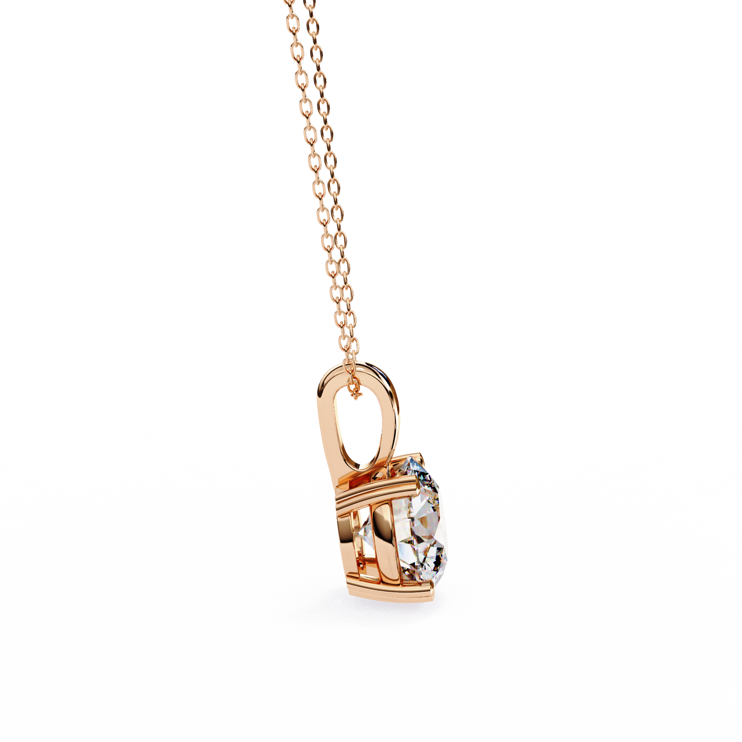 Floating Core – Round Lab Diamond Pendant Necklace