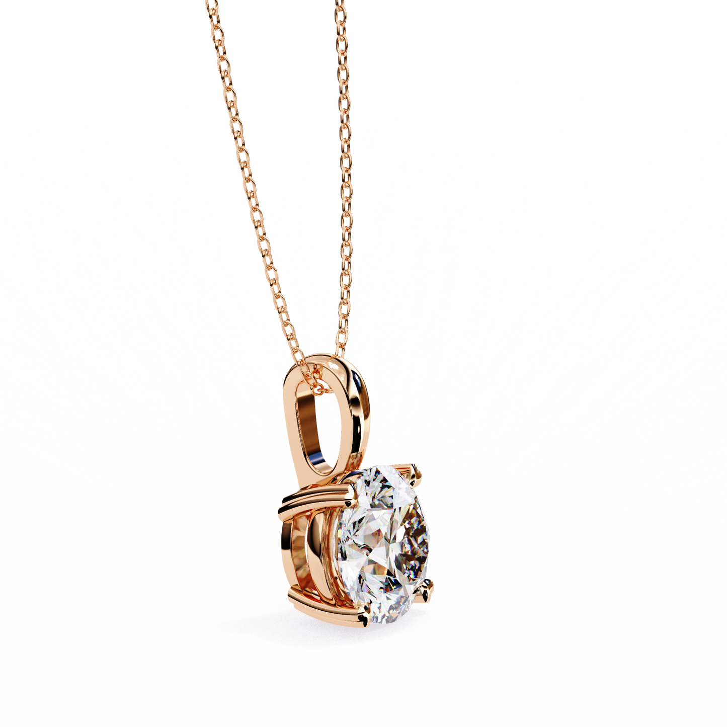 Floating Core – Round Lab Diamond Pendant Necklace