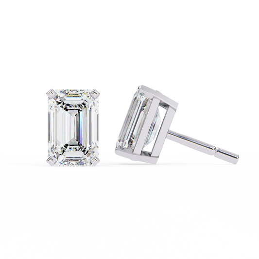 Emerald Gleam – Emerald Cut Diamond Solitaire Studs