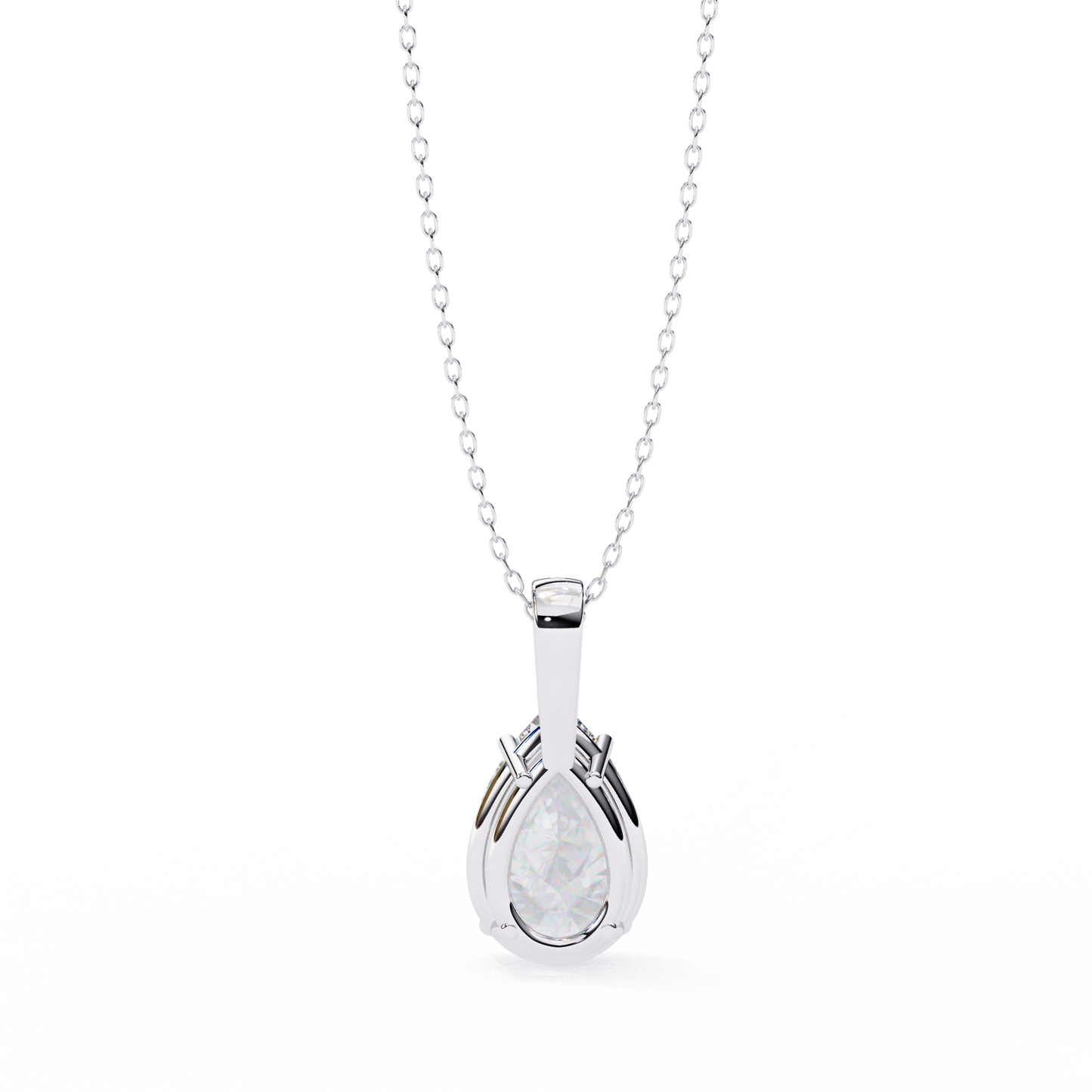 Tear of Light – Pear Cut Lab Diamond Solitaire Chain Pendant