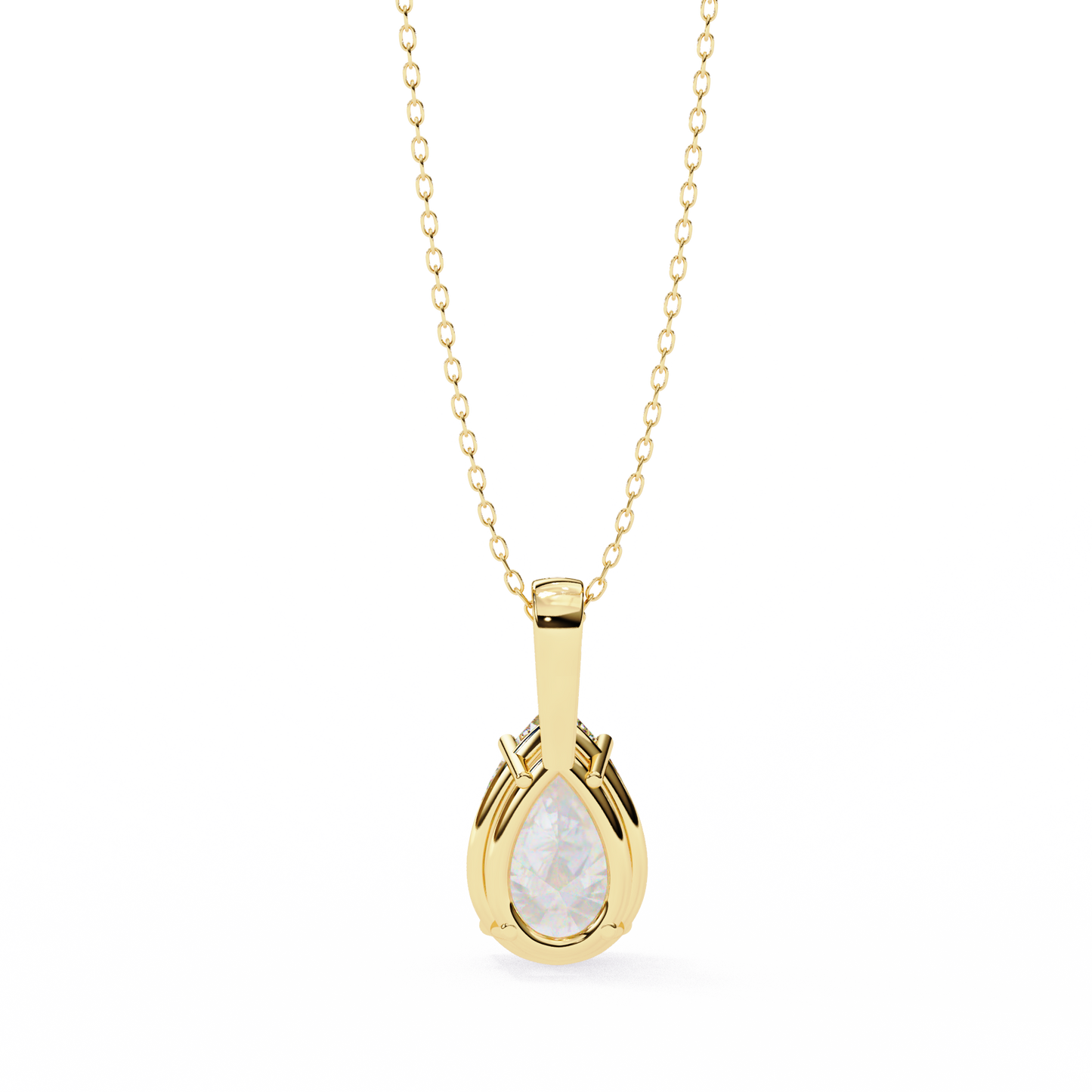 Tear of Light – Pear Cut Lab Diamond Solitaire Chain Pendant