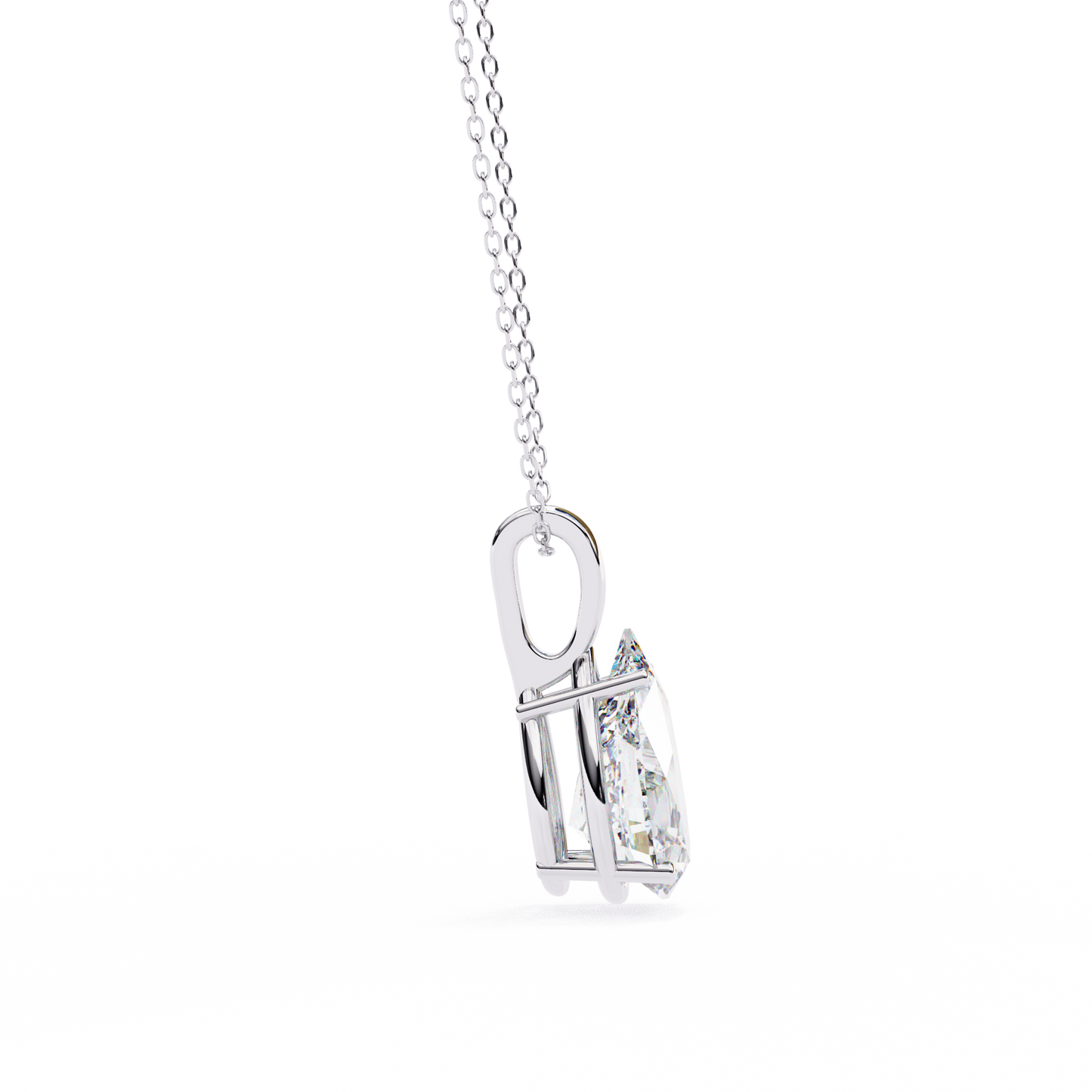 Tear of Light – Pear Cut Lab Diamond Solitaire Chain Pendant
