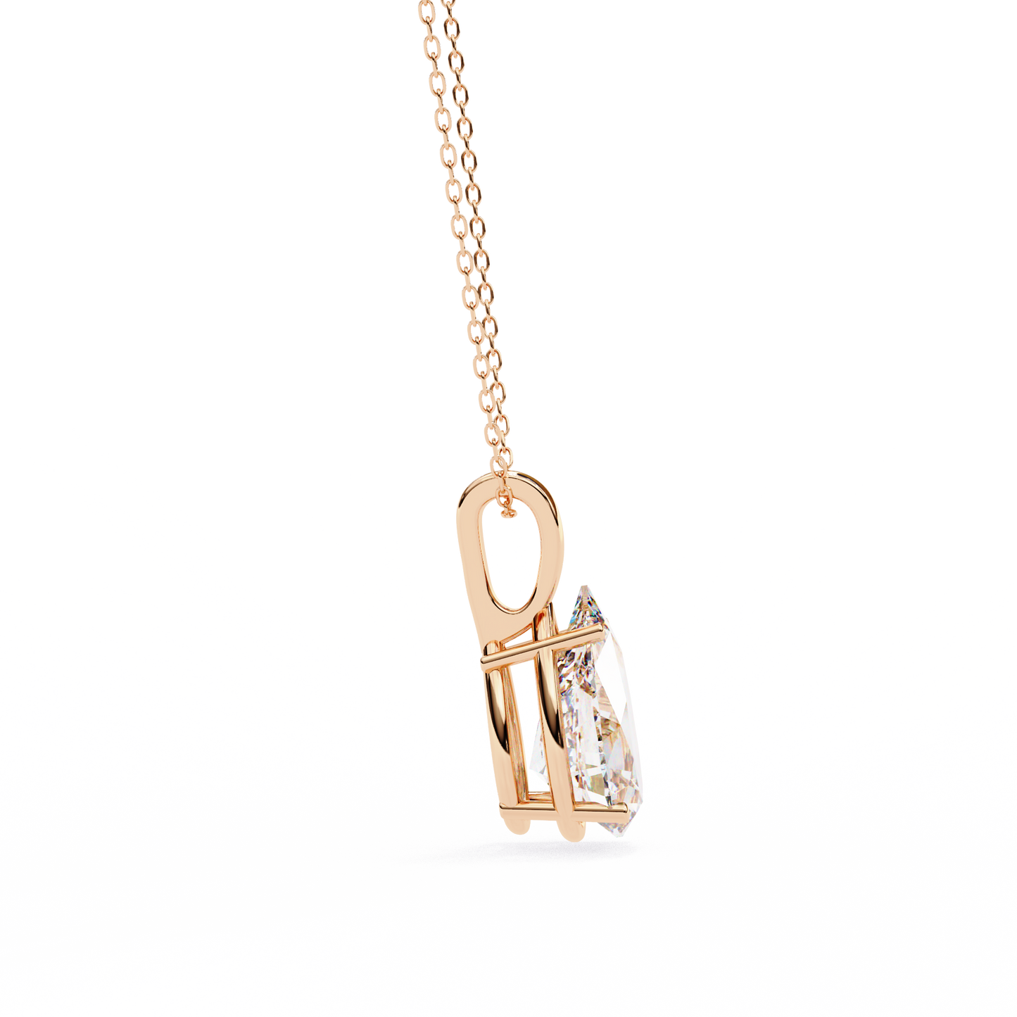 Tear of Light – Pear Cut Lab Diamond Solitaire Chain Pendant