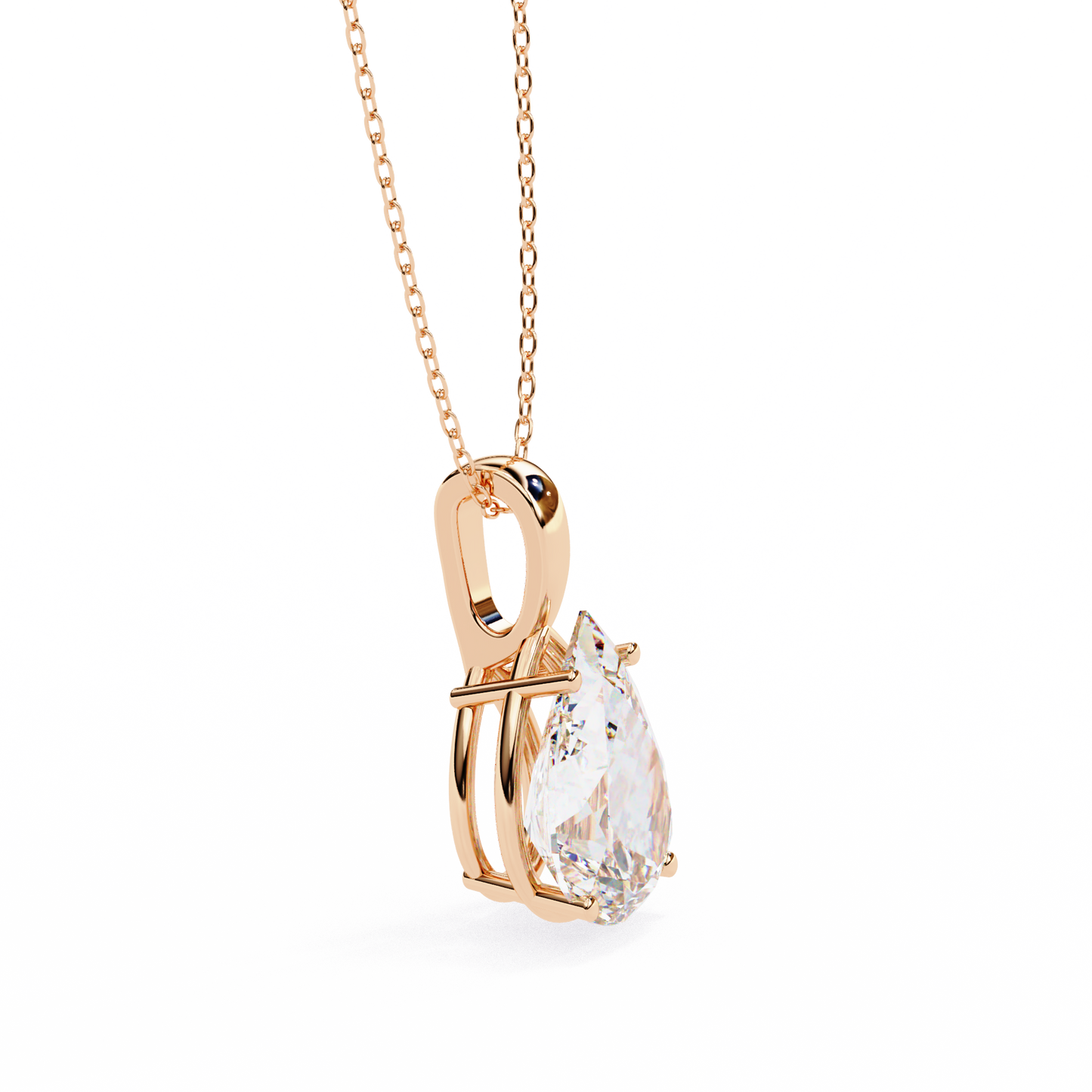 Tear of Light – Pear Cut Lab Diamond Solitaire Chain Pendant