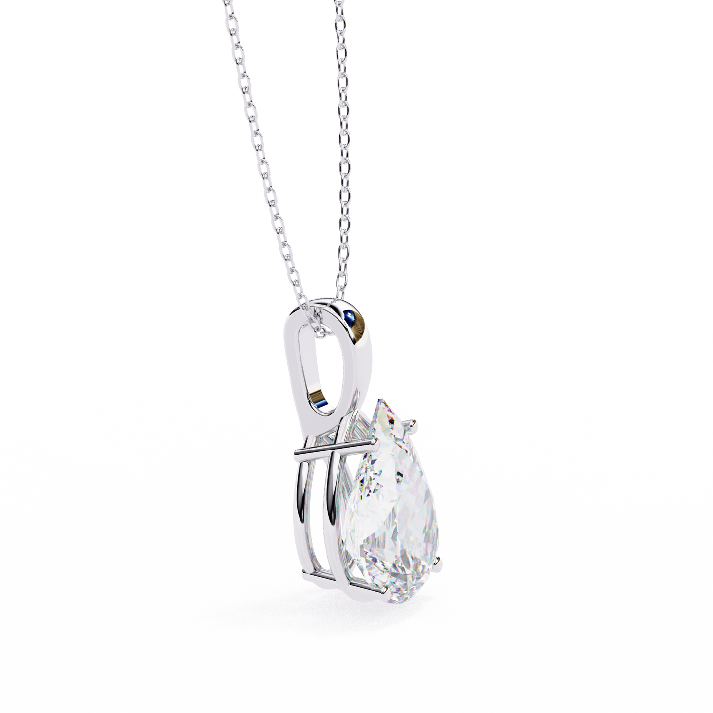 Tear of Light – Pear Cut Lab Diamond Solitaire Chain Pendant