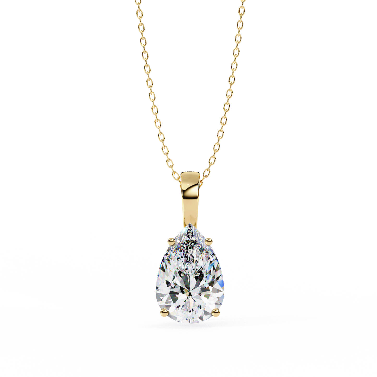Tear of Light – Pear Cut Lab Diamond Solitaire Chain Pendant