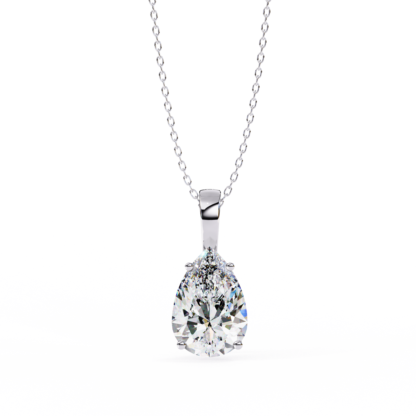 Tear of Light – Pear Cut Lab Diamond Solitaire Chain Pendant