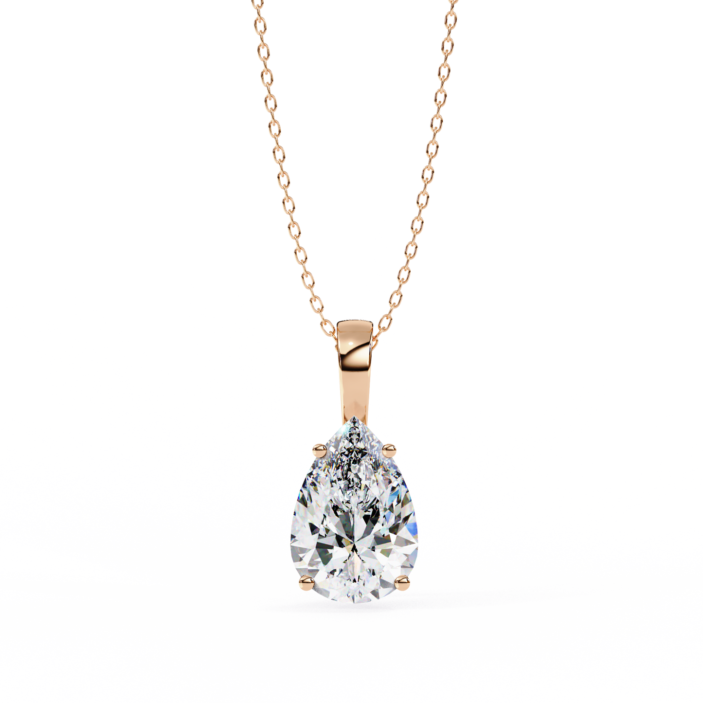 Tear of Light – Pear Cut Lab Diamond Solitaire Chain Pendant