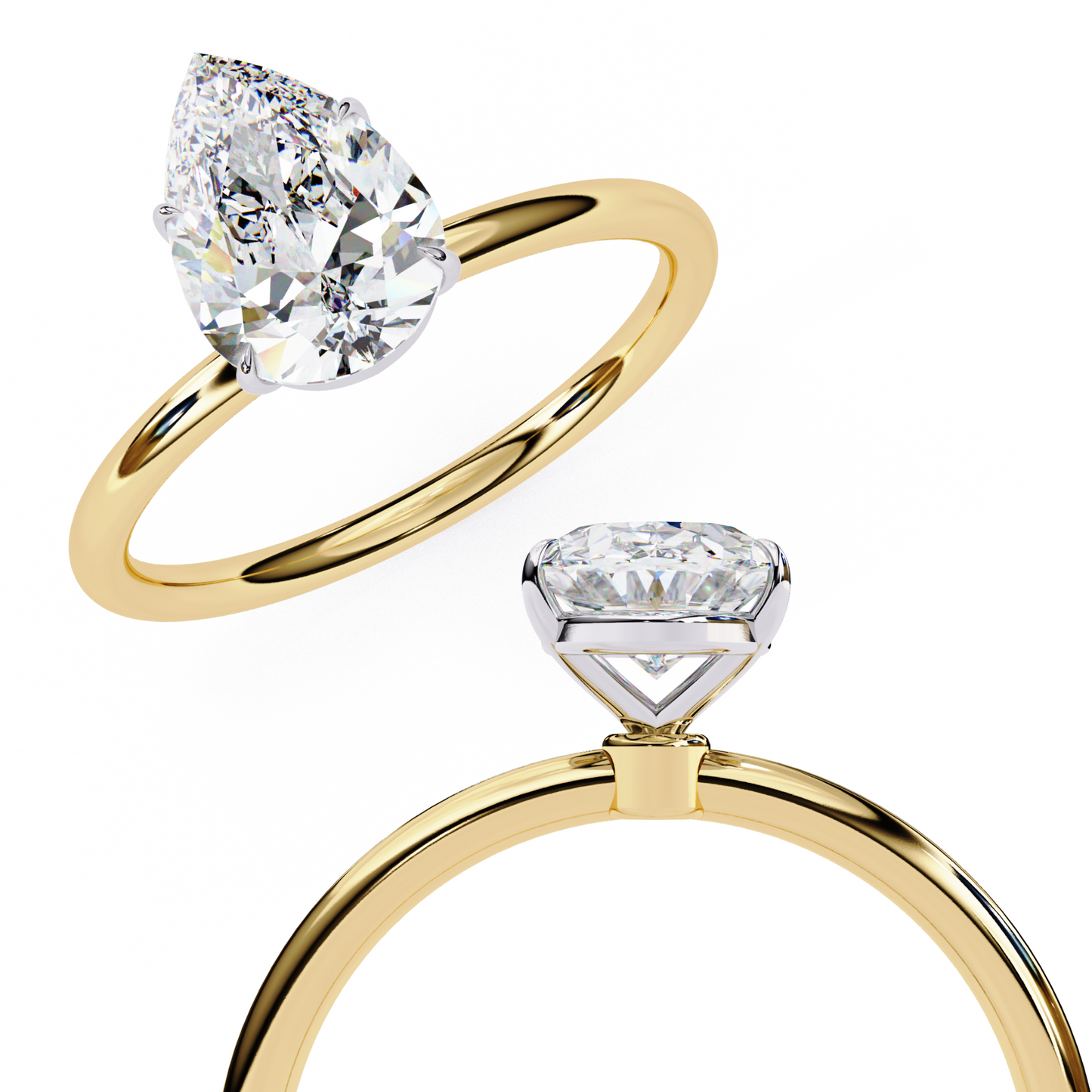 Teardrop Grace – Pear Lab Diamond Solitaire Ring in 14K Gold