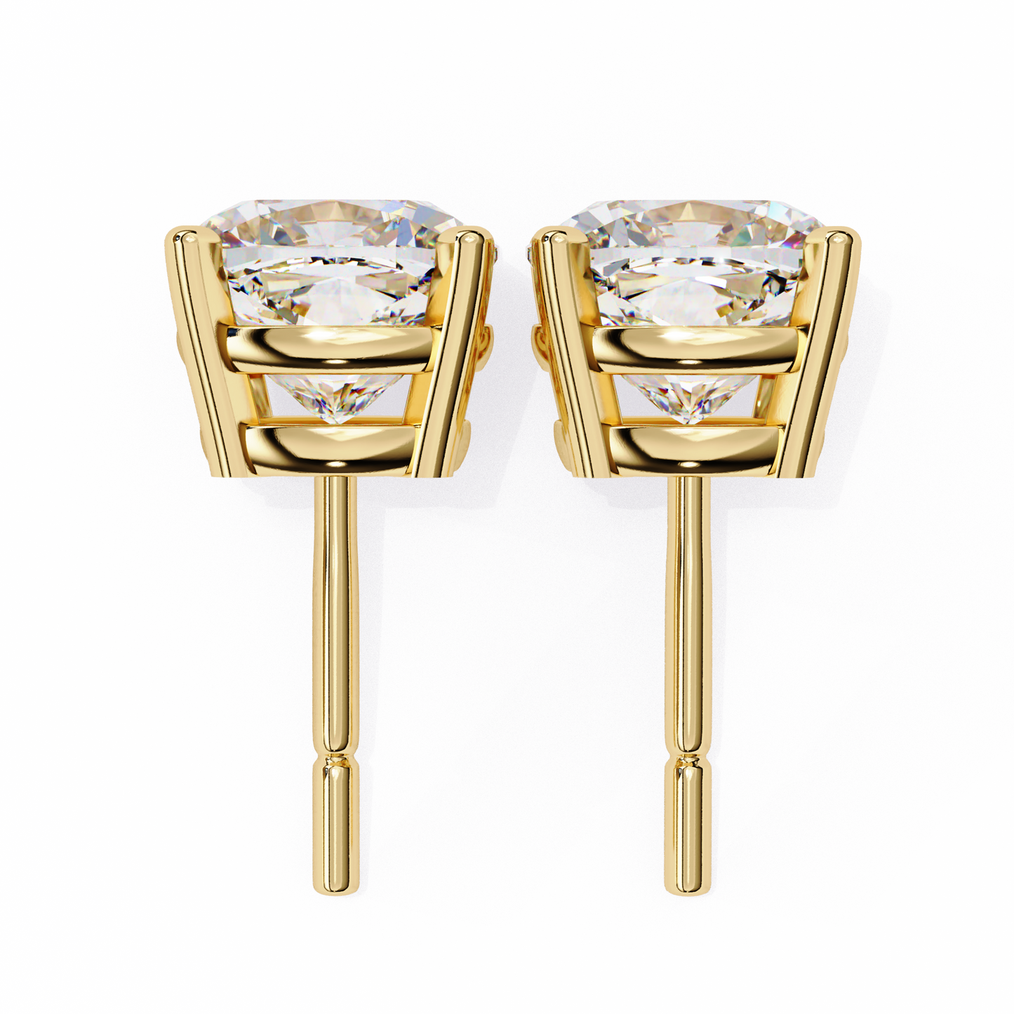 Cushion Whisper – 6mm Diamond Solitaire Earrings in 14K Gold