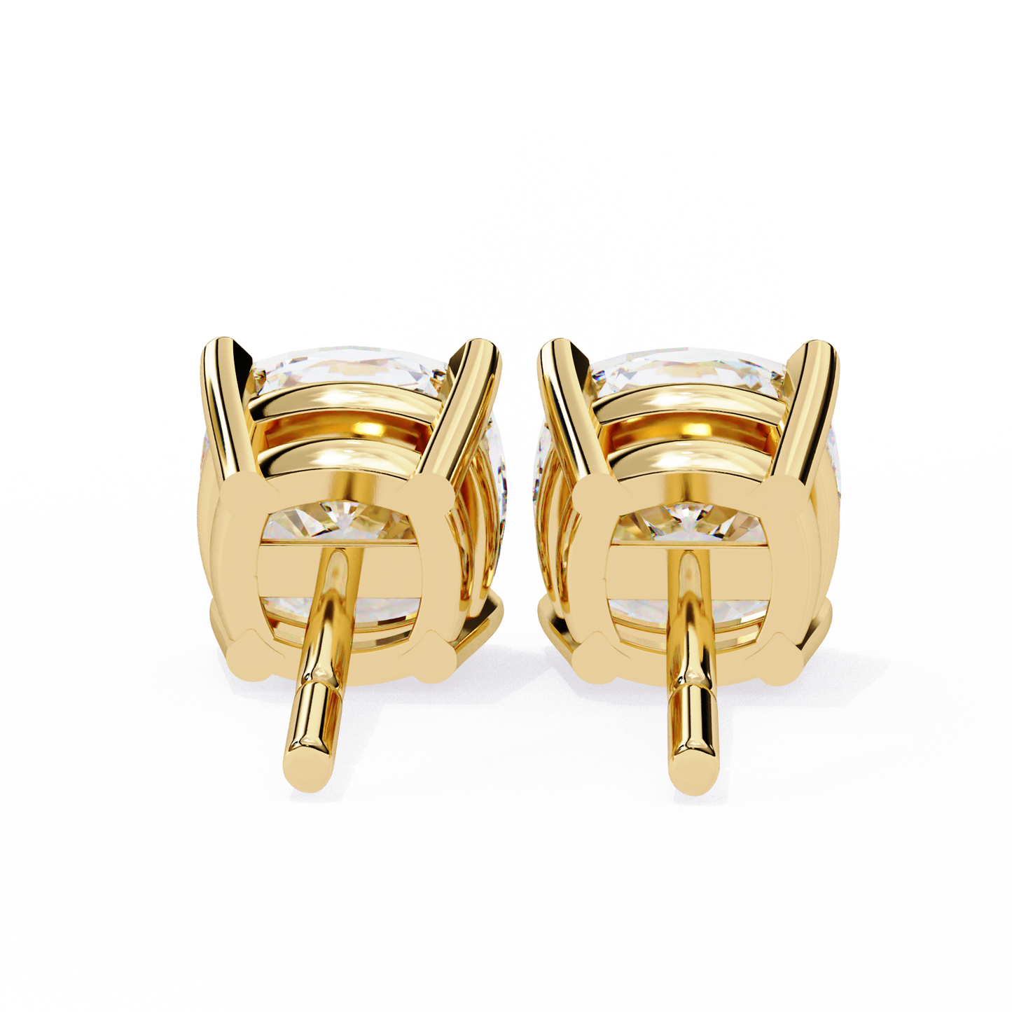 Cushion Whisper – 6mm Diamond Solitaire Earrings in 14K Gold