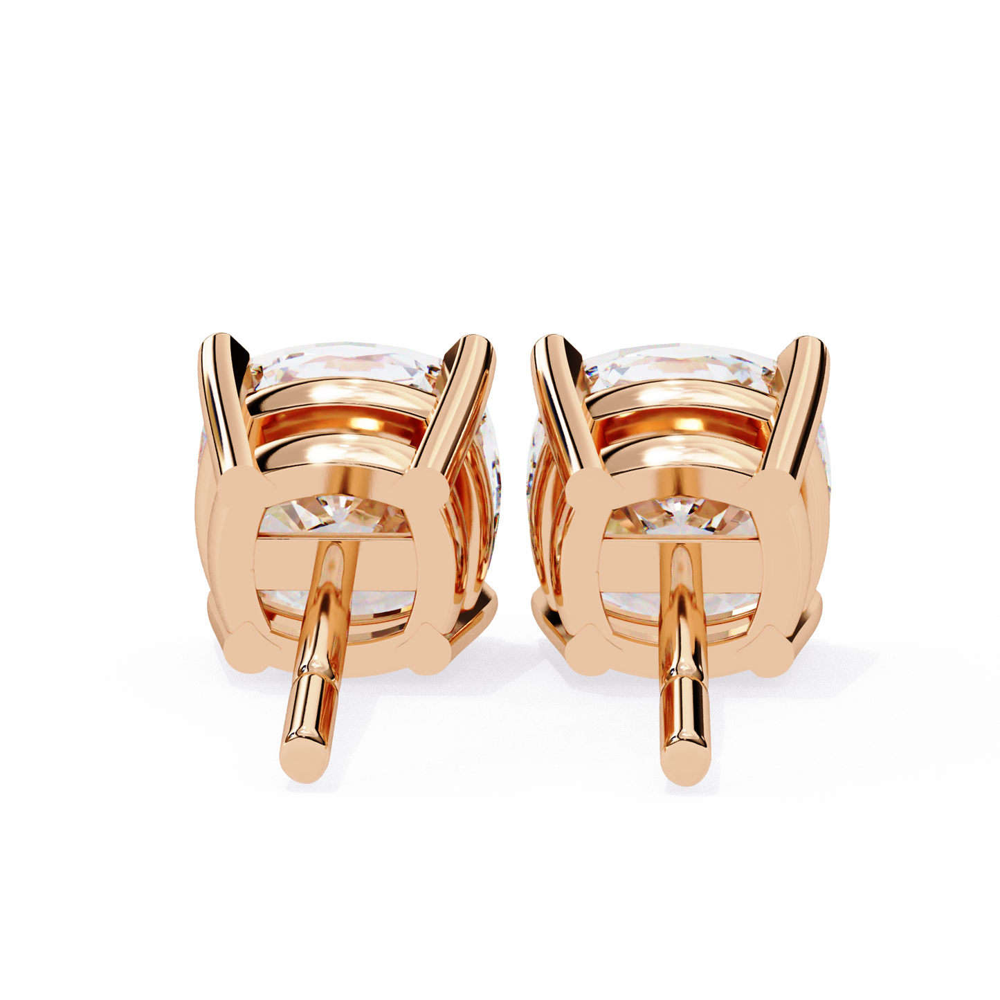 Cushion Whisper – 6mm Diamond Solitaire Earrings in 14K Gold