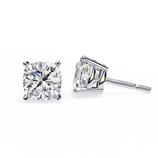 Cushion Whisper – 6mm Diamond Solitaire Earrings in 14K Gold