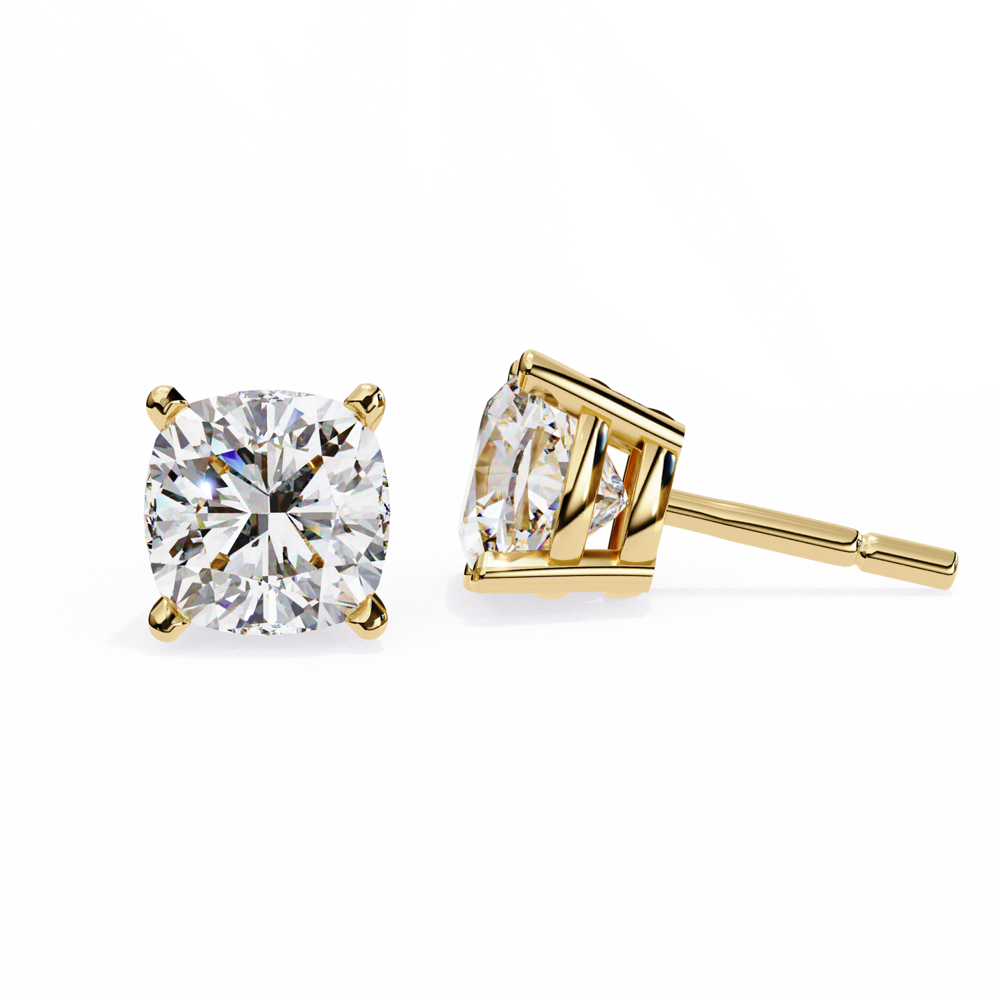 Cushion Whisper – 6mm Diamond Solitaire Earrings in 14K Gold