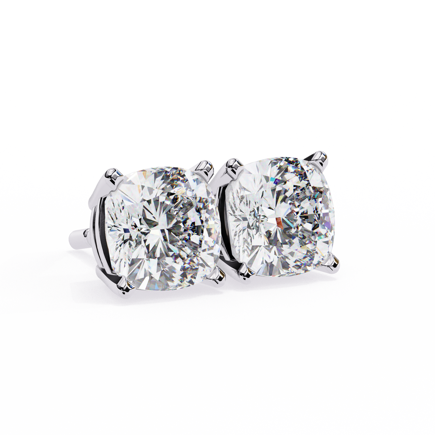 Cushion Whisper – 6mm Diamond Solitaire Earrings in 14K Gold