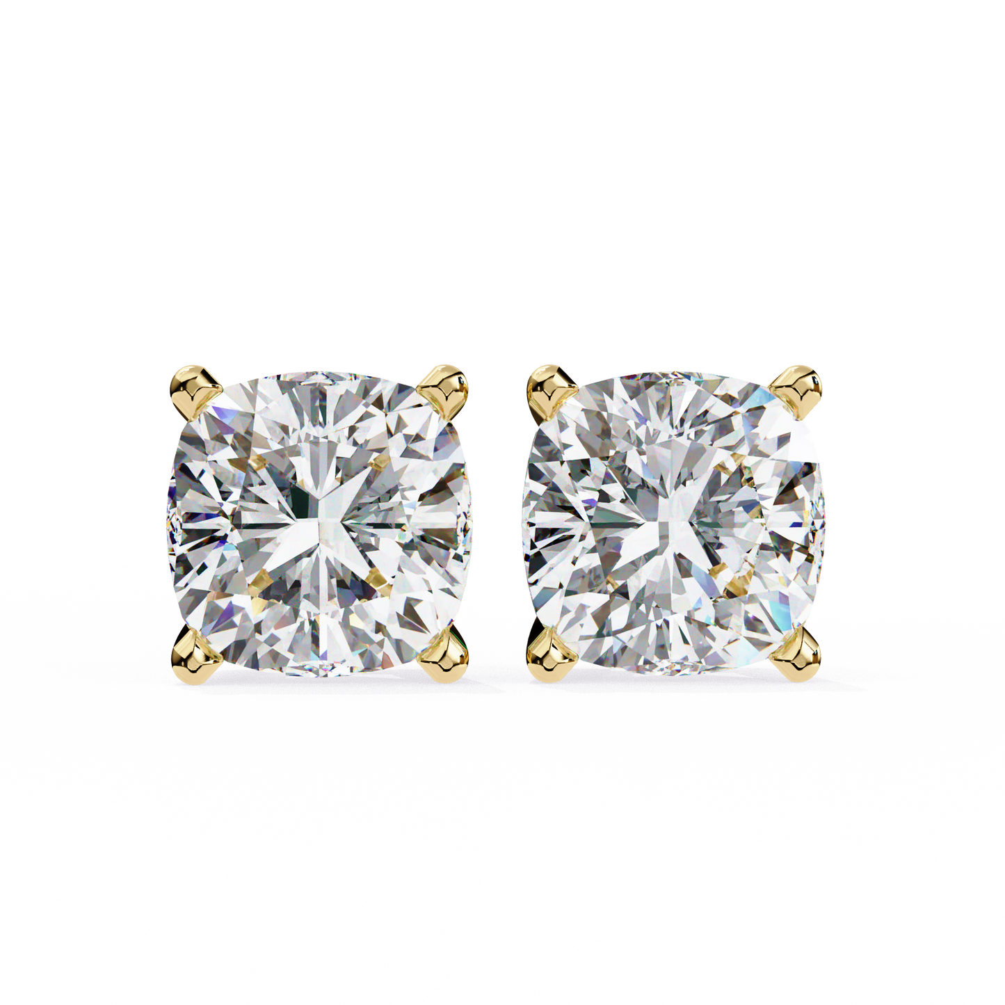Cushion Whisper – 6mm Diamond Solitaire Earrings in 14K Gold
