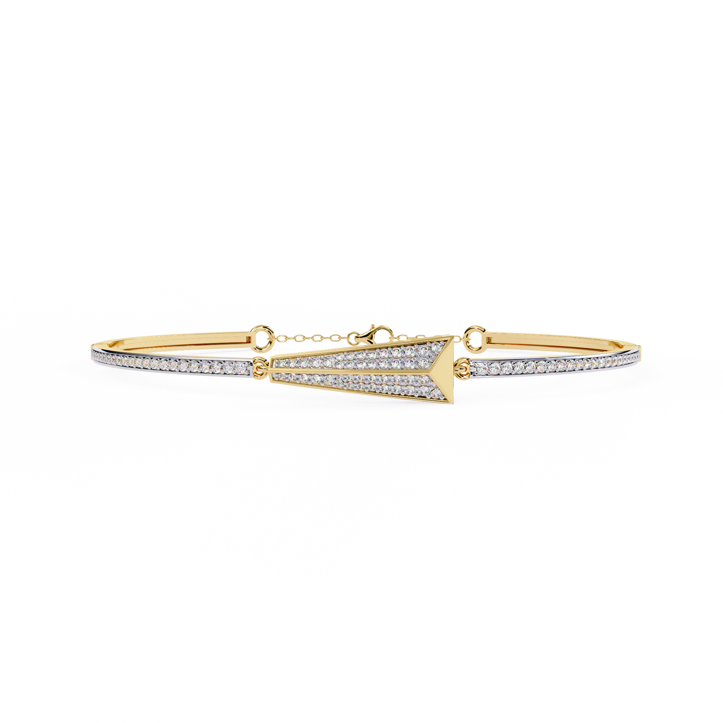 Spearline Pavé – Tapered Triangle Diamond Bangle in 14K Gold