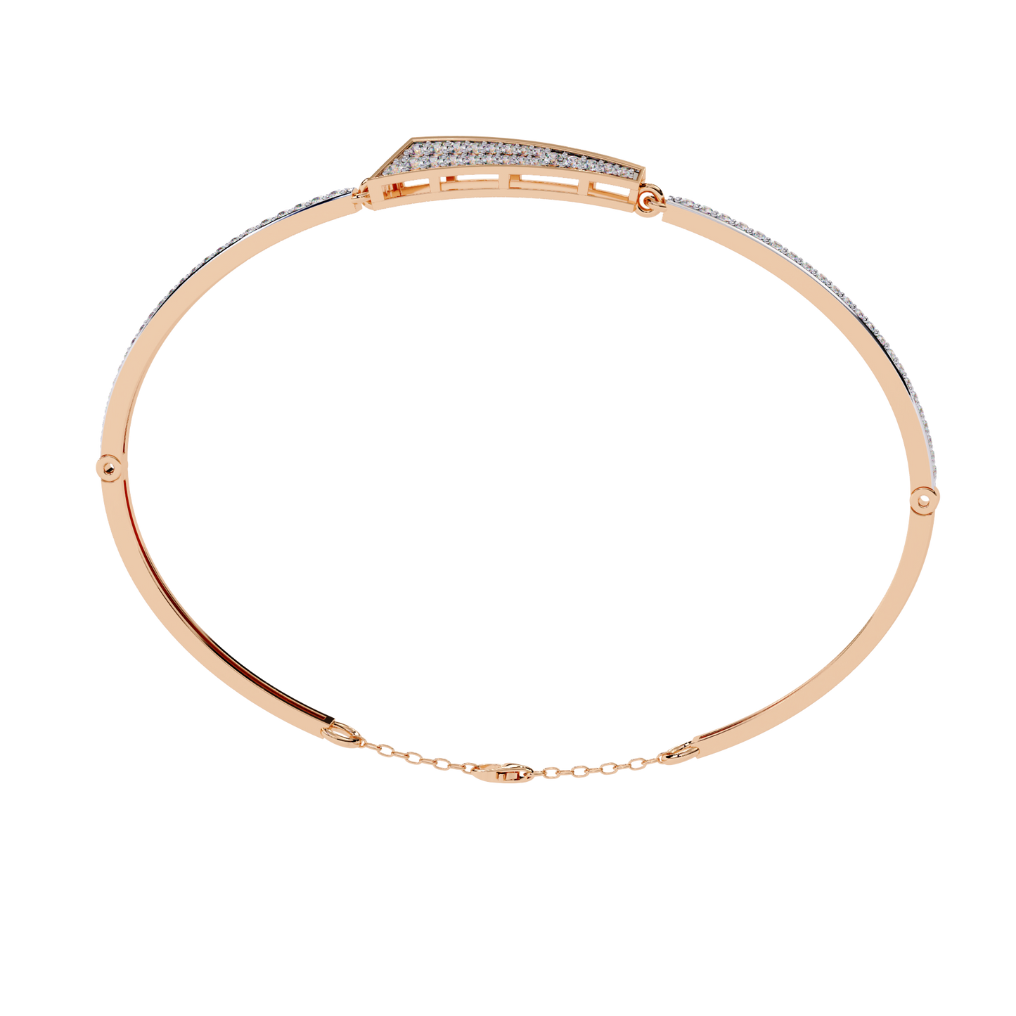Spearline Pavé – Tapered Triangle Diamond Bangle in 14K Gold