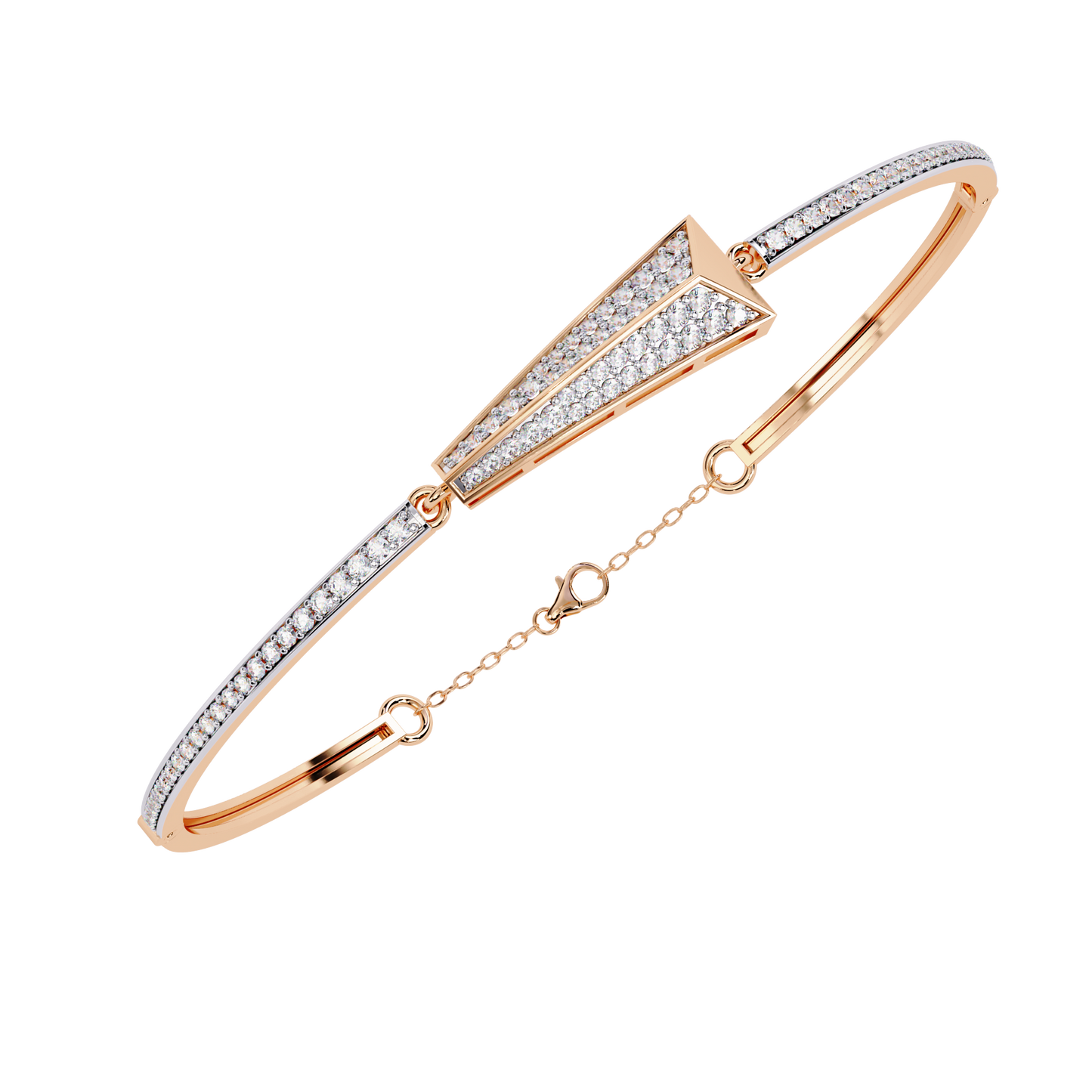 Spearline Pavé – Tapered Triangle Diamond Bangle in 14K Gold