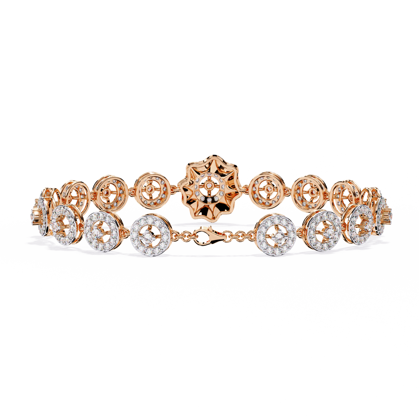 Celestial Radiance – Diamond Circle Link Bracelet in 14K Gold
